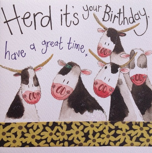 Happy Birthday Greeting Card with Cute Dairy Cow Herd Design - Perfect for Farm Animal Lovers & Birthday Wishes (Alex Clark Collection) | Ideal for Birthday Parties, Cow-Themed Events & Farmhouse Decor
