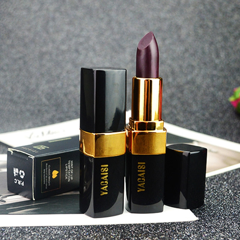 Natural Rose Extract Black Lipstick - Long Lasting Matte Finish for Gothic, Halloween & Night Out Makeup