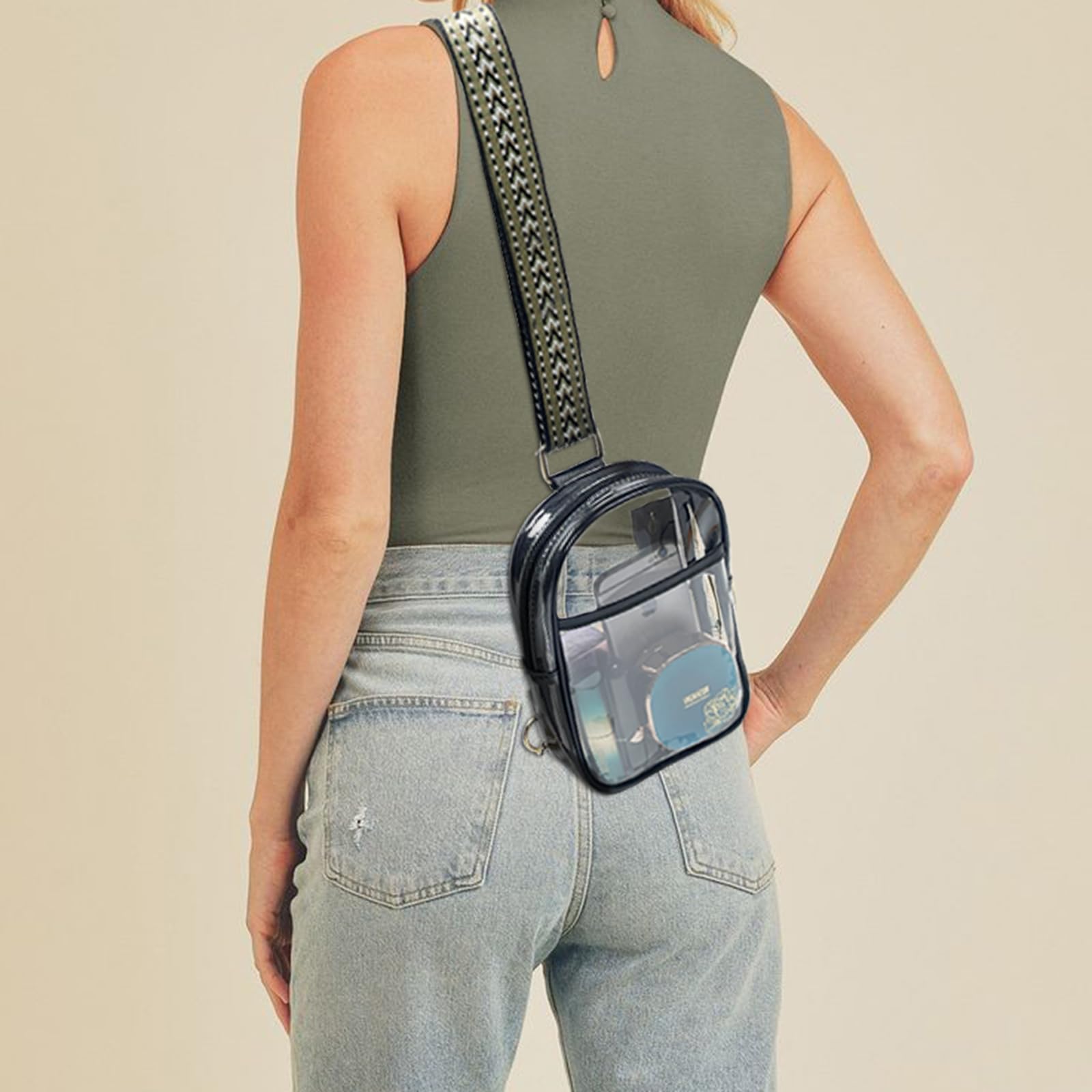 Clear Stadium Approved Crossbody Bag for Women - Adjustable Strap Sling Pack - Perfect for Concerts, Sports Games & Theme Park Events