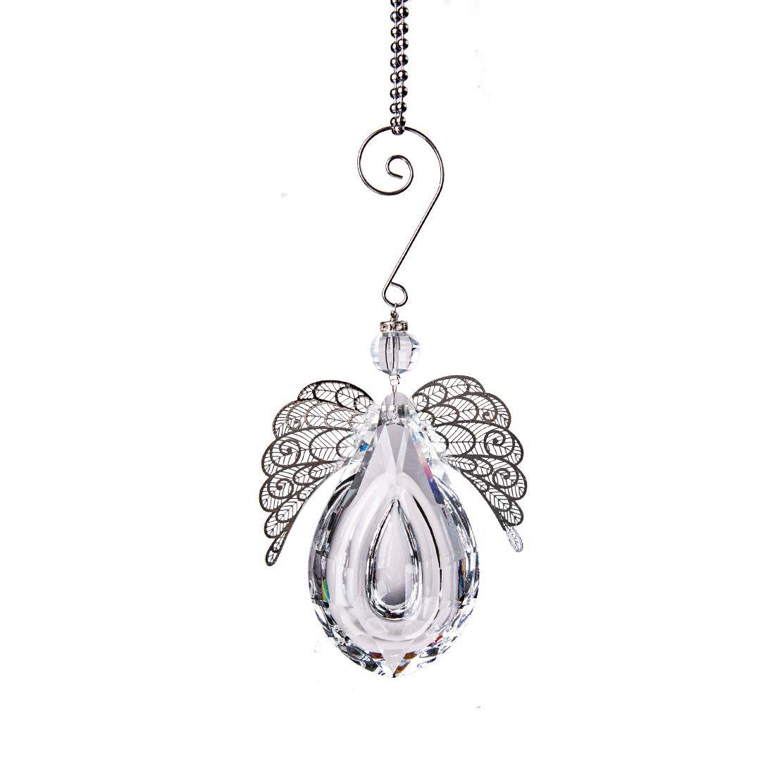 Clear Glass Angel Crystal Prism Pendant Suncatcher - Perfect for Windows, Outdoor Garden Hanging Decor, Thoughtful Gifts for Women, Mom, and Children - Ideal for Home, Wedding, Party, and Meditation Spaces