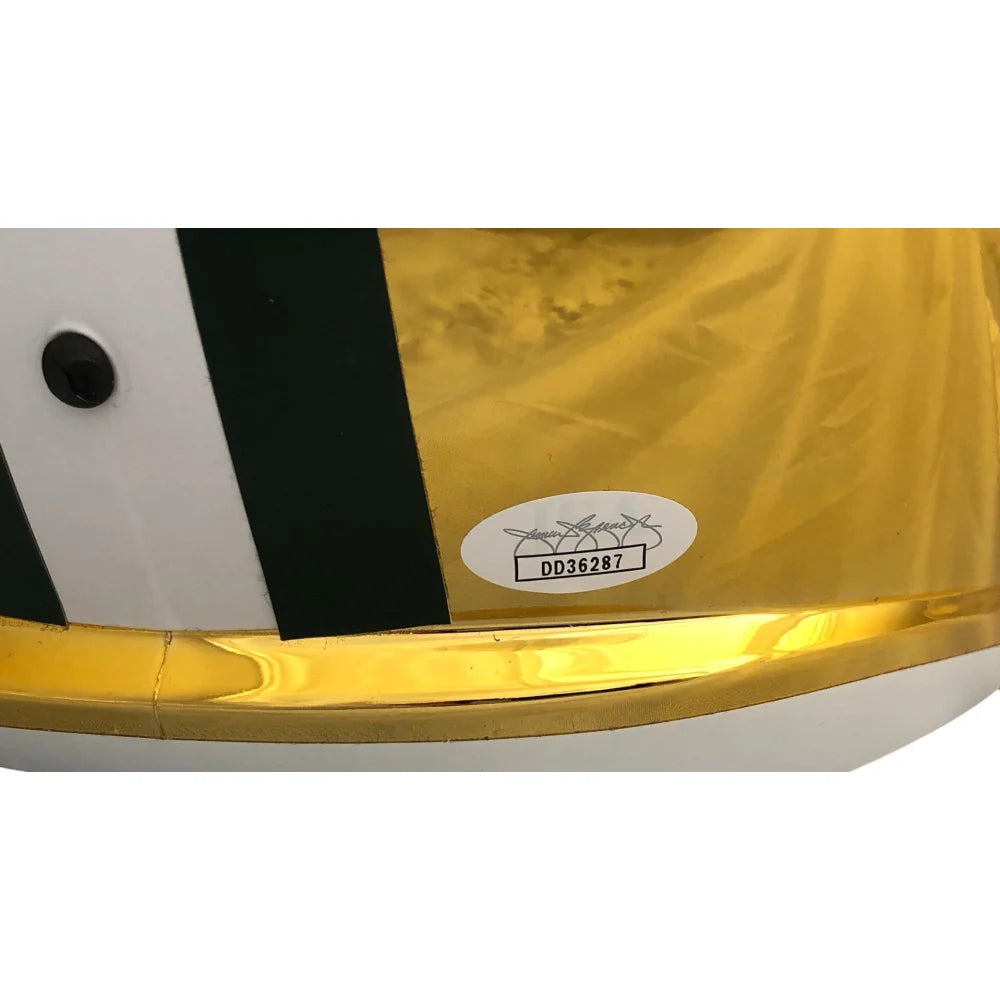 Clay Matthews Autographed Green Bay Packers Chrome Full Size Helmet with JSA COA - Signed & Inscribed Football Collectible for Fans, Man Cave Decor, and Sports Memorabilia Display