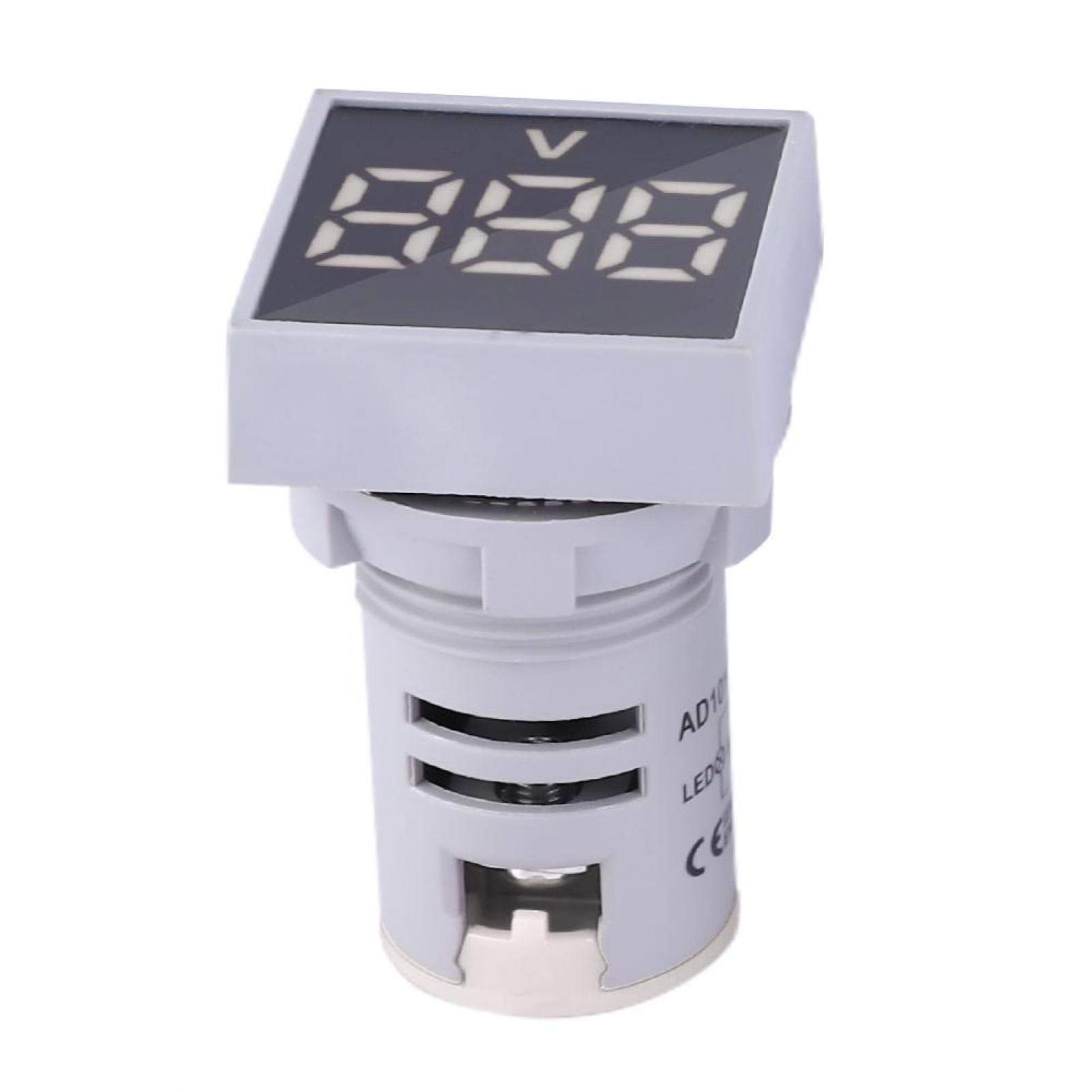 AC 20-500V Mini Square Digital LED Voltmeter - 5 Color Signal Light (White) for Home, Industrial & DIY Electrical Projects - Voltage Display & Indicator Lamp