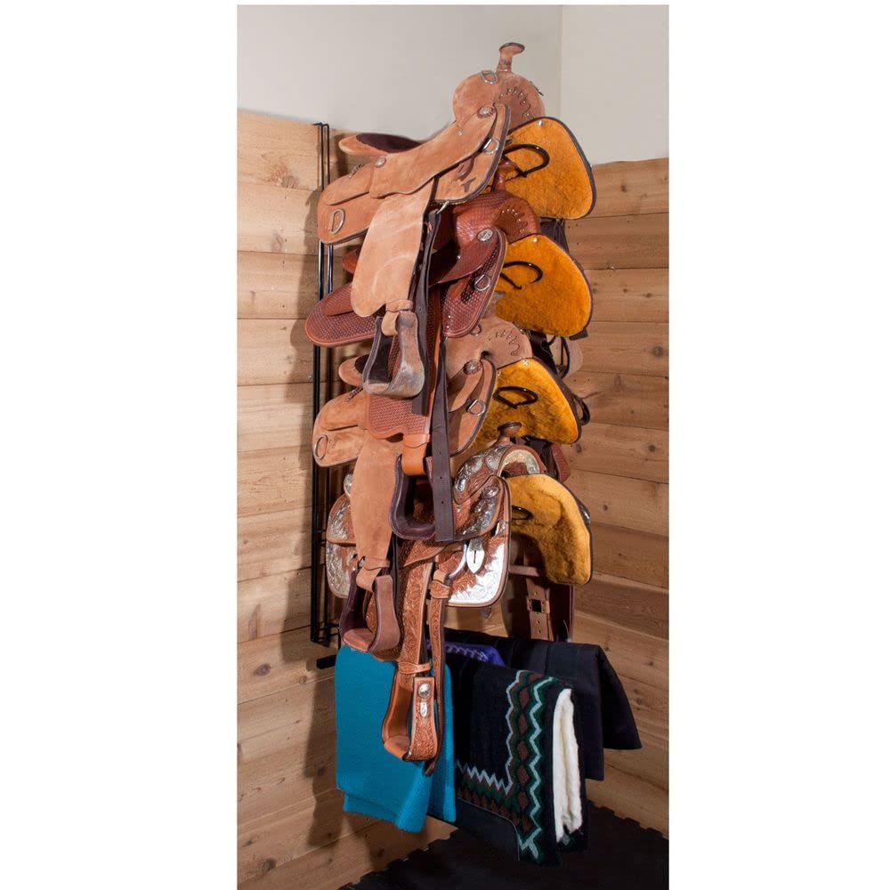 5-Tier Interchangeable Saddle Rack System for Horses - Heavy Duty Steel Tack Room Organizer with 5-Year Warranty | Customizable Storage Solution for Western, English & Trail Riding Equipment | Perfect for Barns, Stables & Equestrian Centers