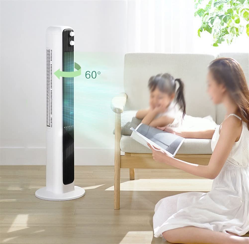 60° Oscillating Bladeless Tower Fan - 3 Speed Settings with 2H Timer - Ultra Quiet Cooling for Bedroom, Office & Living Room - White - Perfect for Home, Office & Summer Use