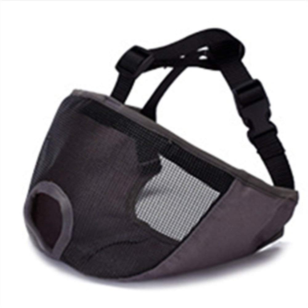 Adjustable Breathable Mesh Dog Muzzle for Bulldogs & Short Snout Breeds - Anti-Biting Chewing Licking - Grey Pet Grooming Mask for Training, Walks & Vet Visits