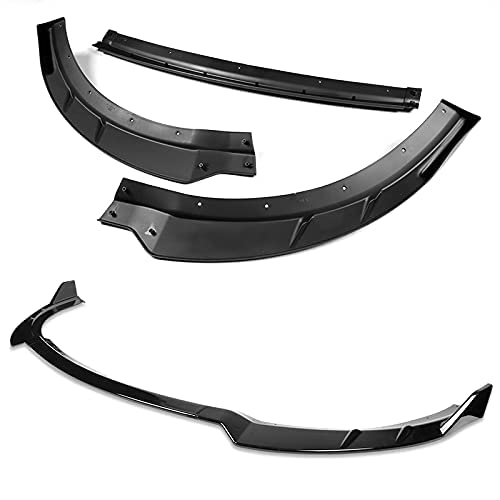 3PCS Front Bumper Lip Kit for 2015-2021 Dodge Charger | RA-Style Splitter Trim Protection Spoiler | Painted Black Air Dam Chin Diffuser | Enhances Aerodynamics & Sporty Look for Street Racing & Car Shows