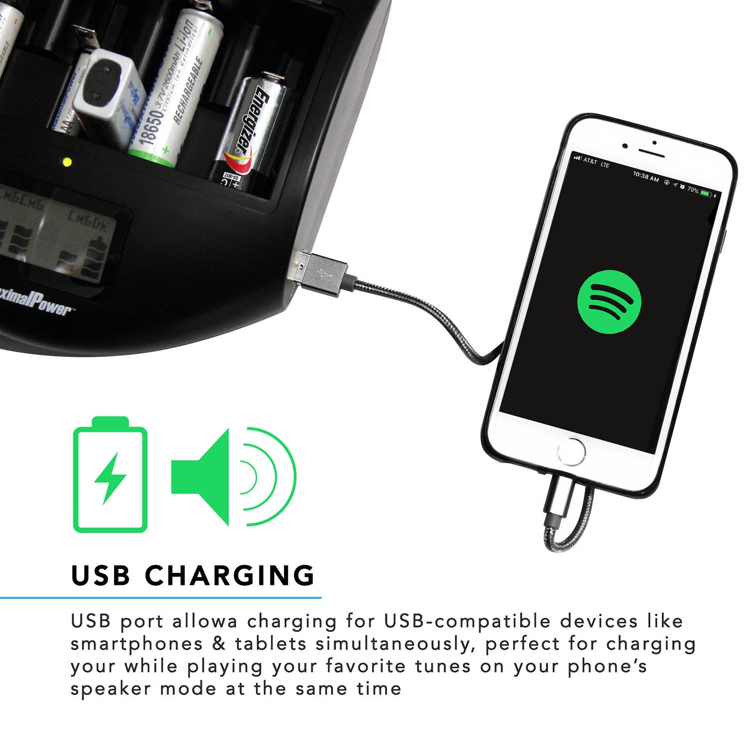 FC999 Mark II Universal Battery Charger for Alkaline/NiMH/NiCd Batteries with USB Port - Charge AA AAA C D 9V & Phones Tablets - Perfect for Home, Office, Travel & Emergency Power Backup