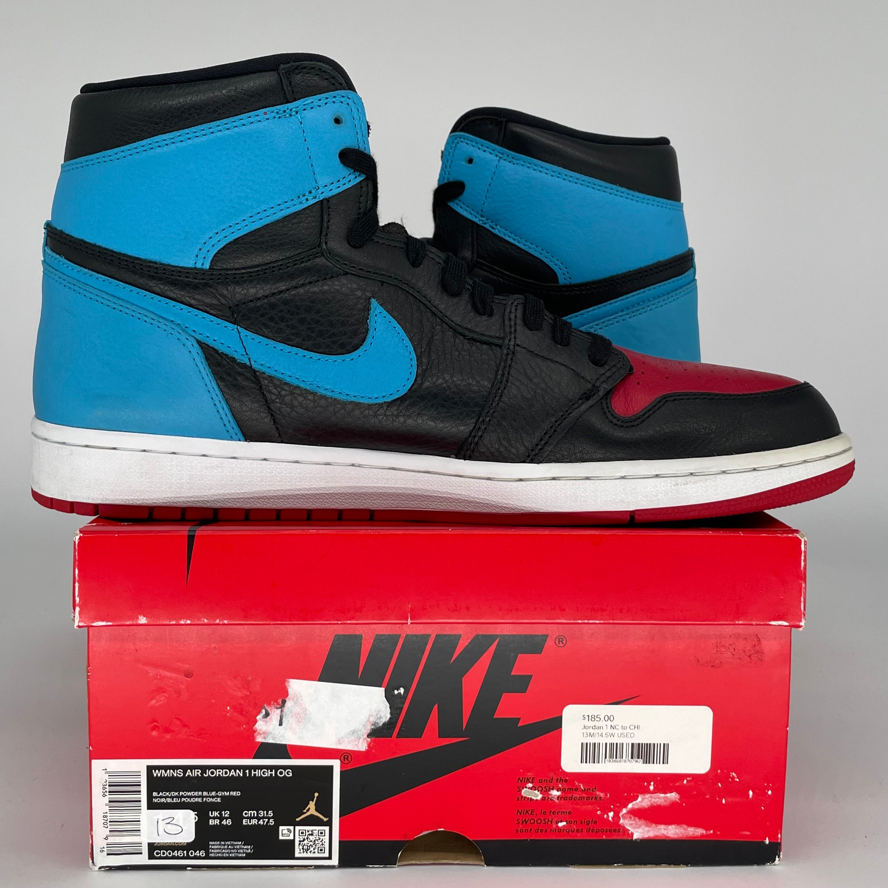 Original Air Jordan 1 UNC to Chicago - Men's Size 13 (CD0461-046) - Retro Basketball Sneakers for Streetwear & Sports Fashion