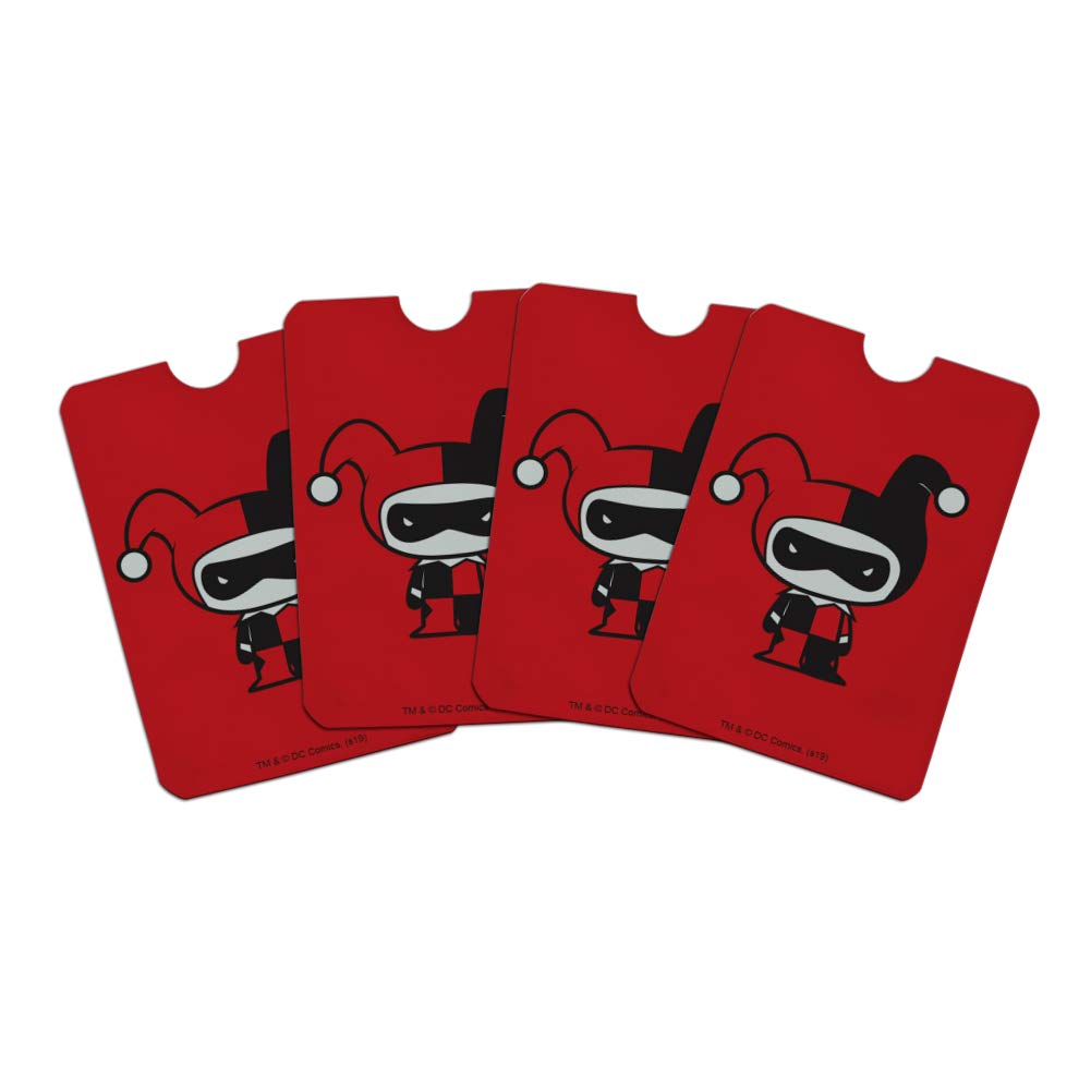 Harley Quinn Cute Chibi Character RFID Blocking Credit Card Holder Set of 4 - Protect Your Cards from Skimming - Perfect for Wallets, Purses & Travel Accessories
