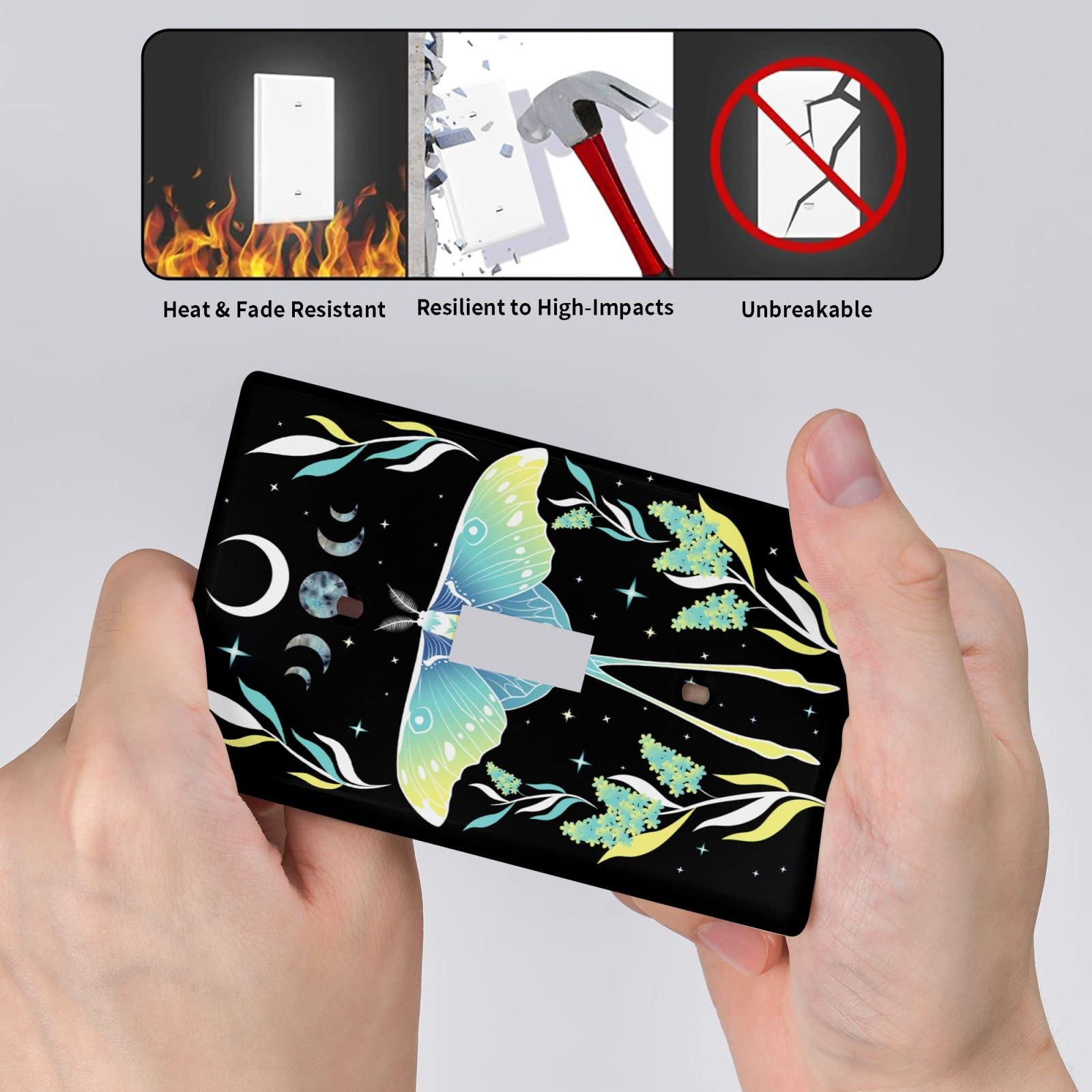 Moon and Stars Single Gang Toggle Light Switch Cover - Decorative Wall Plate for Kitchen, Bedroom & Home Decor | Durable Switch Plate for Night Lights & Nursery Decor