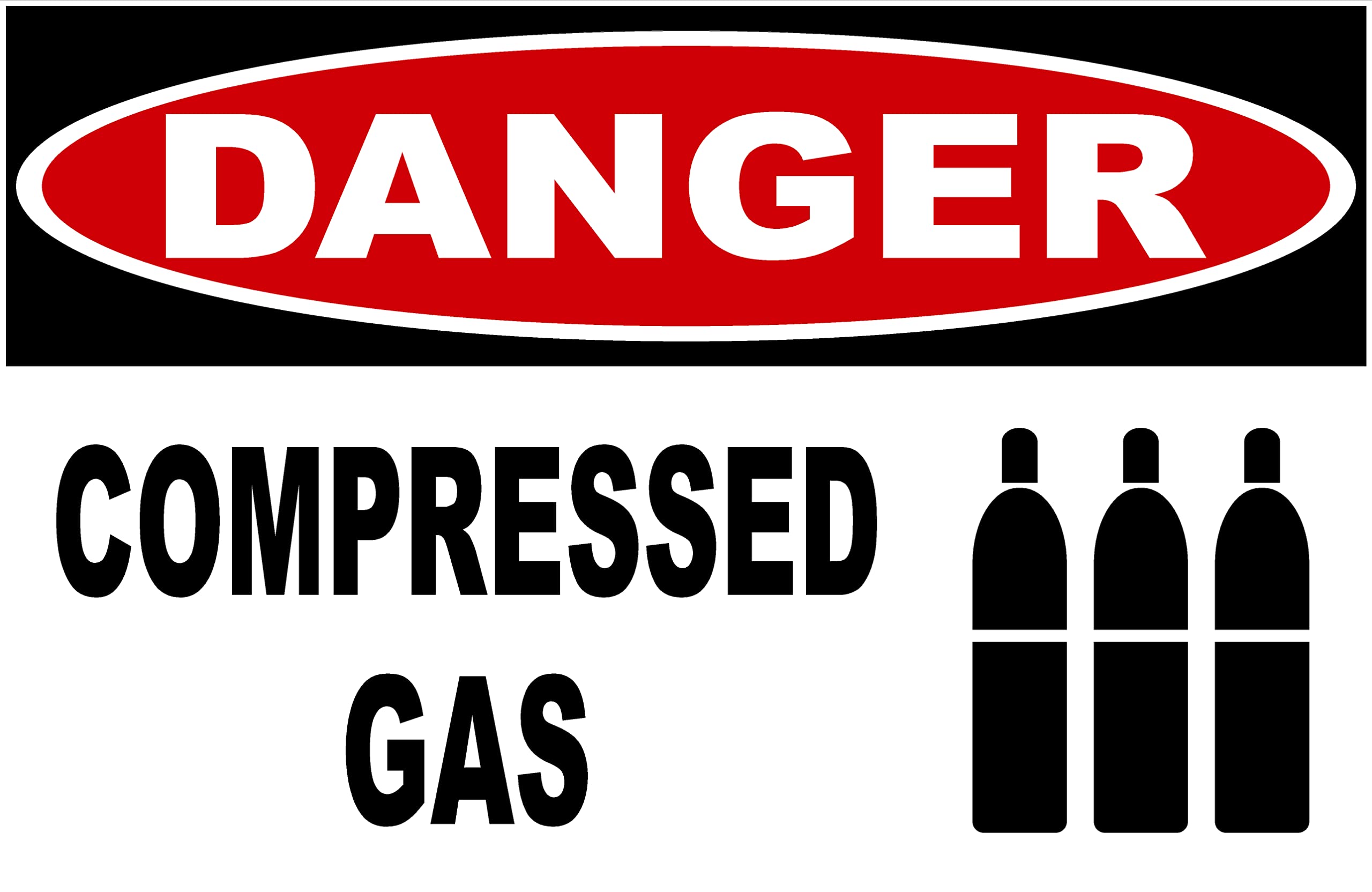 Danger Compressed Gas Sign - 12x18 Inch Metal Warning Sign for Industrial Safety | OSHA Compliant Hazard Sign for Warehouses, Factories & Chemical Storage Areas