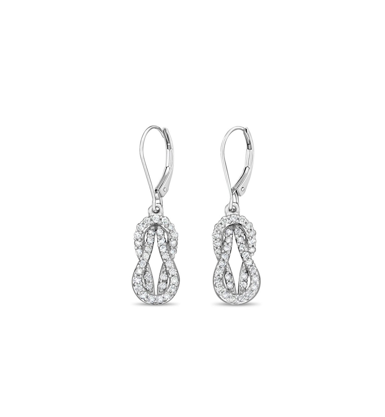 Love Knot Drop Dangling Diamond Earrings .75cttw - Elegant Sterling Silver Jewelry for Women, Perfect for Weddings, Anniversaries & Special Occasions