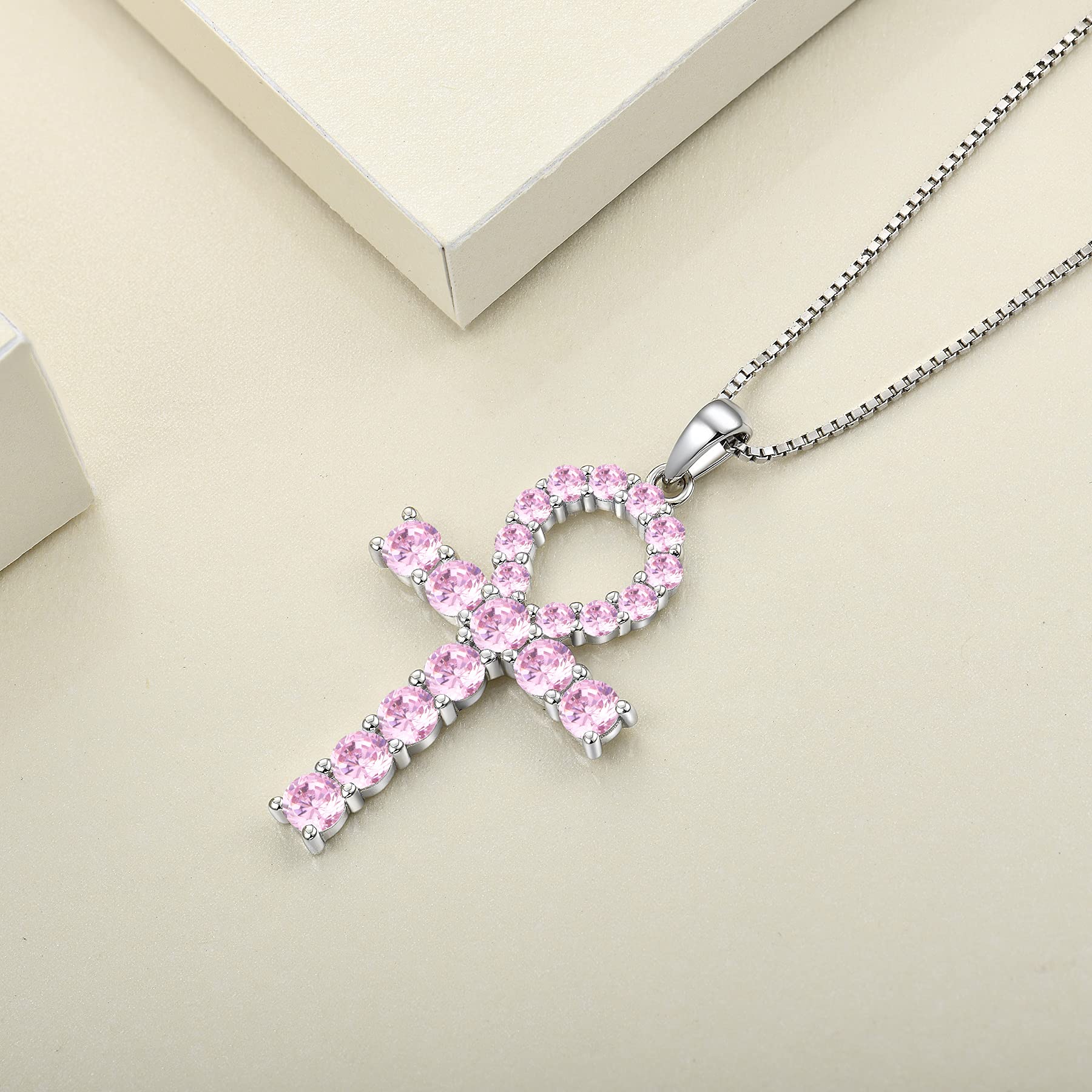 925 Sterling Silver Ankh Cross Pendant Necklace for Women - Elegant Crucifix Jewelry with Gemstones | Perfect for Gifts, Everyday Wear & Spiritual Occasions