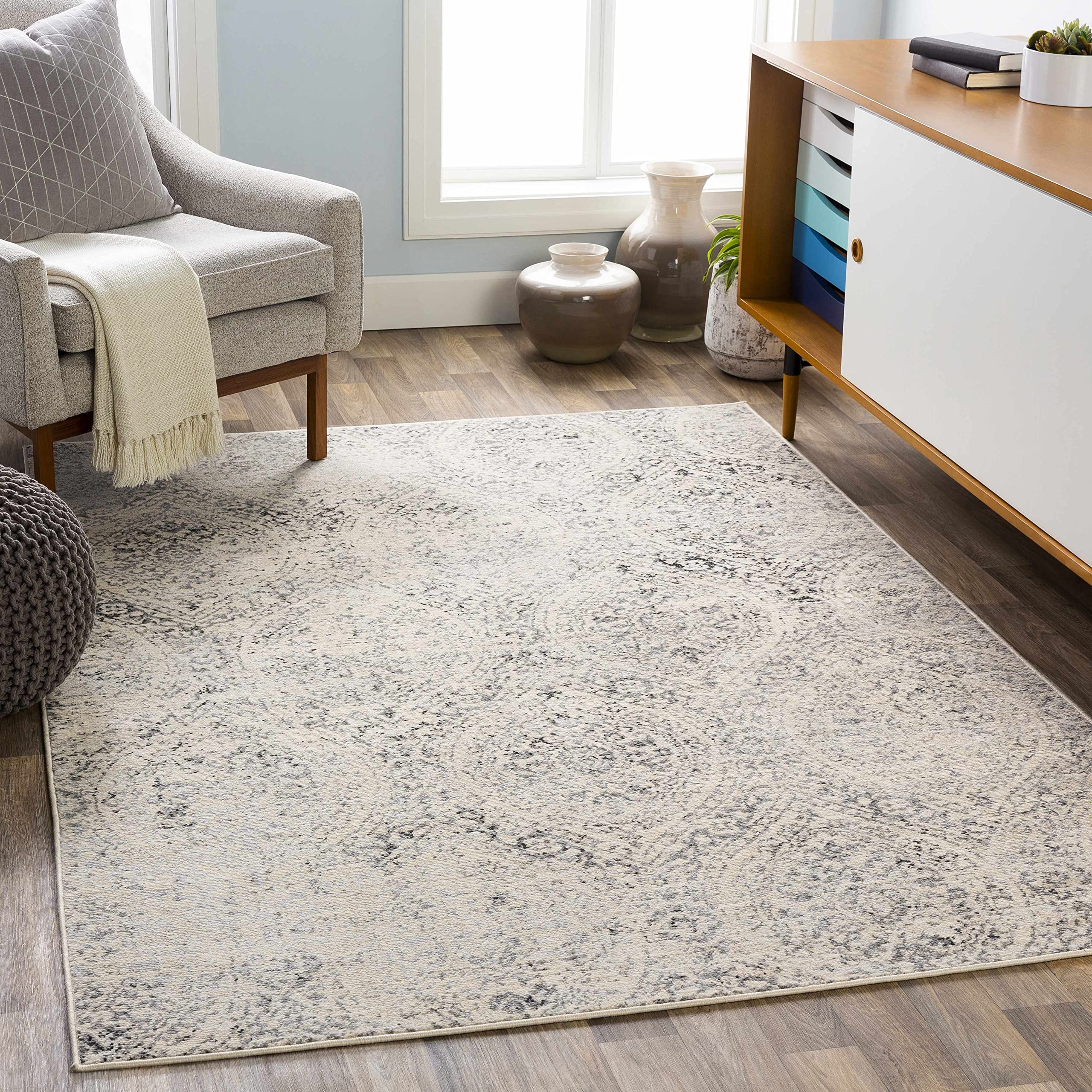 Hauteloom Cundiff Modern Area Rug for Living Room & Bedroom - Gray, Black, Beige - 8'10