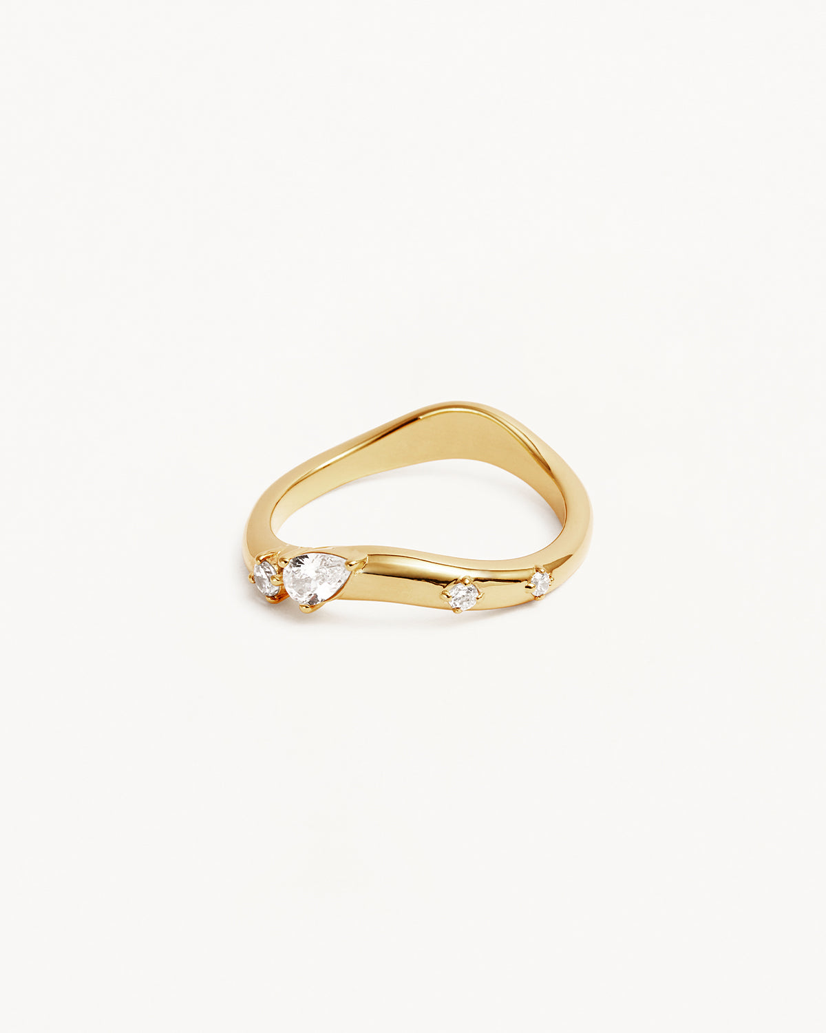 18K Gold Vermeil Chasing Tides Ring - Elegant Wave Design Stackable Band for Women | Perfect for Beach Weddings, Anniversary Gifts & Everyday Jewelry