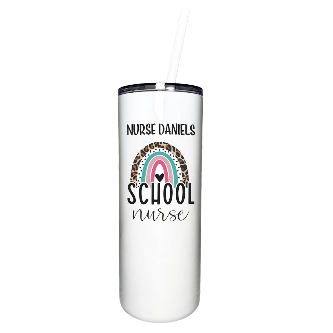 AVITO Personalized School Nurse Tumbler - 18oz Stainless Steel Vacuum Insulated Cup with Lid & Straw - Custom Teacher Gift for Back to School, End of Year - Perfect for Coffee, Tea & Cold Drinks at School or Office