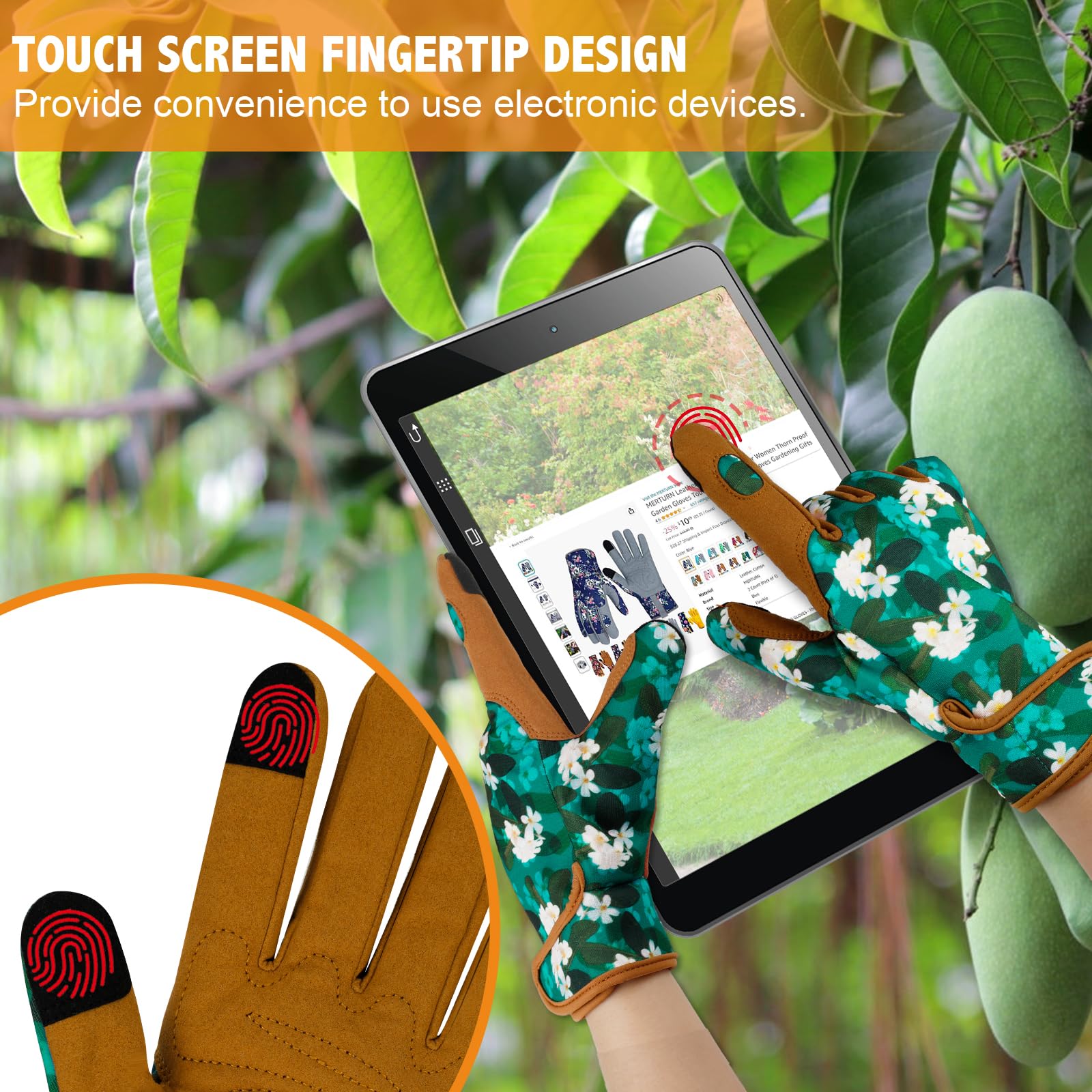 Premium Women's Leather Gardening Gloves - Thorn Proof Heavy Duty Work Gloves for Planting, Weeding & Outdoor Use - Ideal Gardening Gift for Her