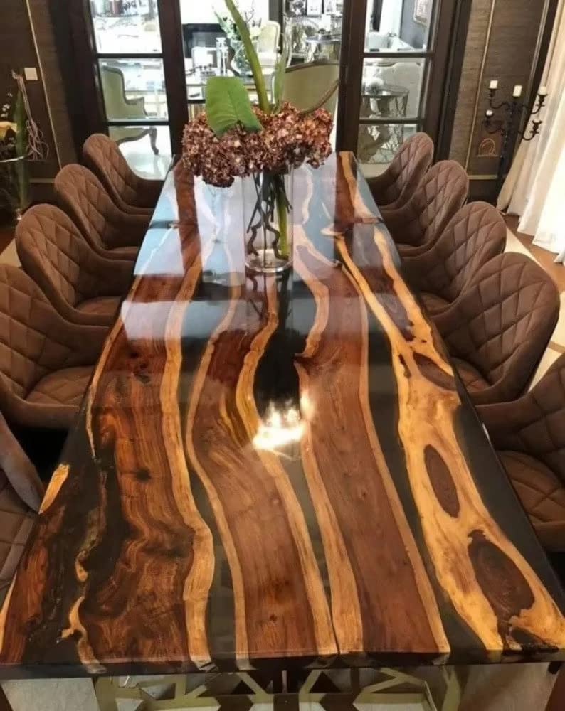 Custom Epoxy Resin Dining Table for 2-8 People - Large River Wood Coffee Table Top (60