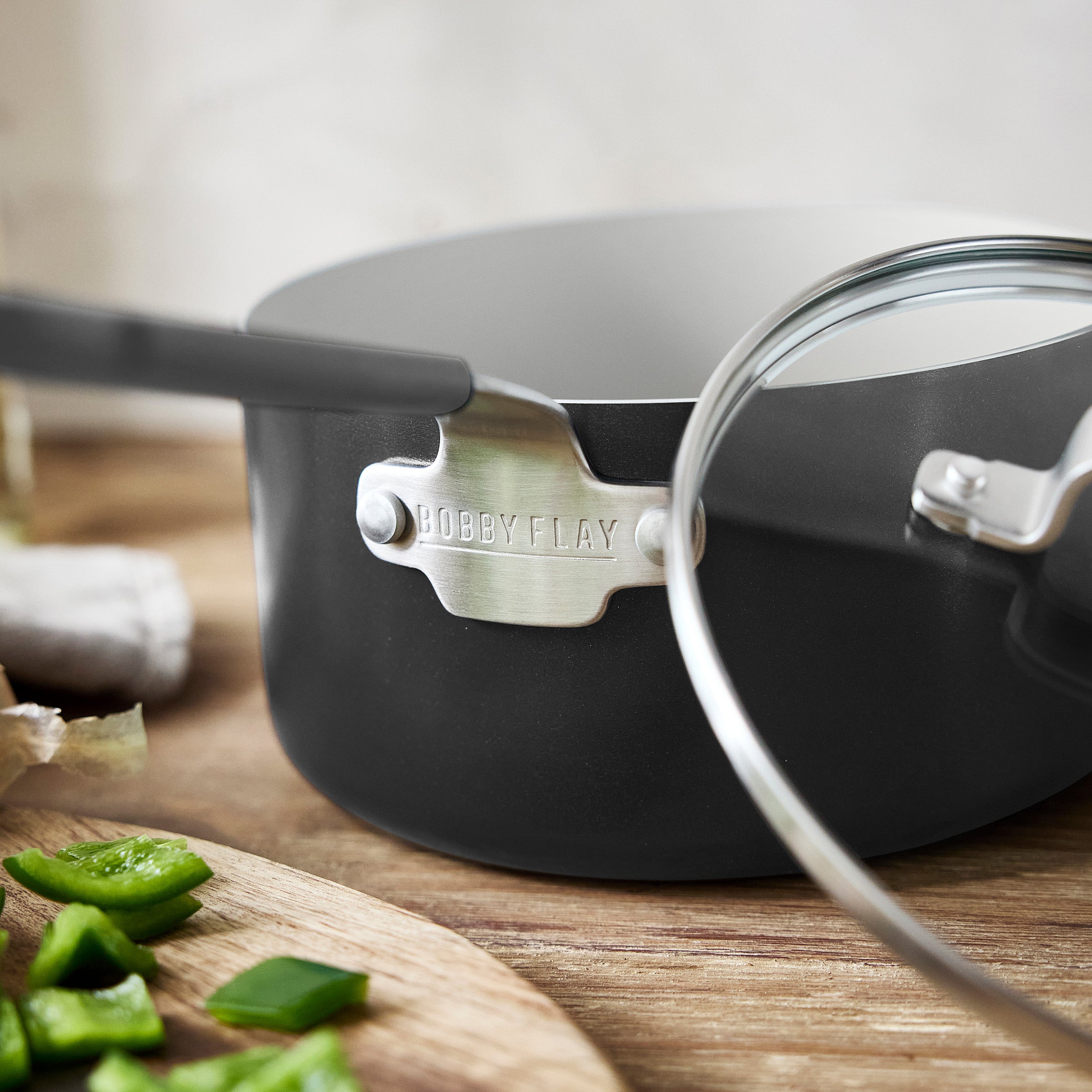 Bobby Flay by GreenPan Professional Ceramic Nonstick 1.6 Quart Saucepan with Lid - Graphite | Healthy Cooking, Sauce Making, Pasta & Rice Dishes | Induction Compatible, PFOA-Free, Dishwasher Safe