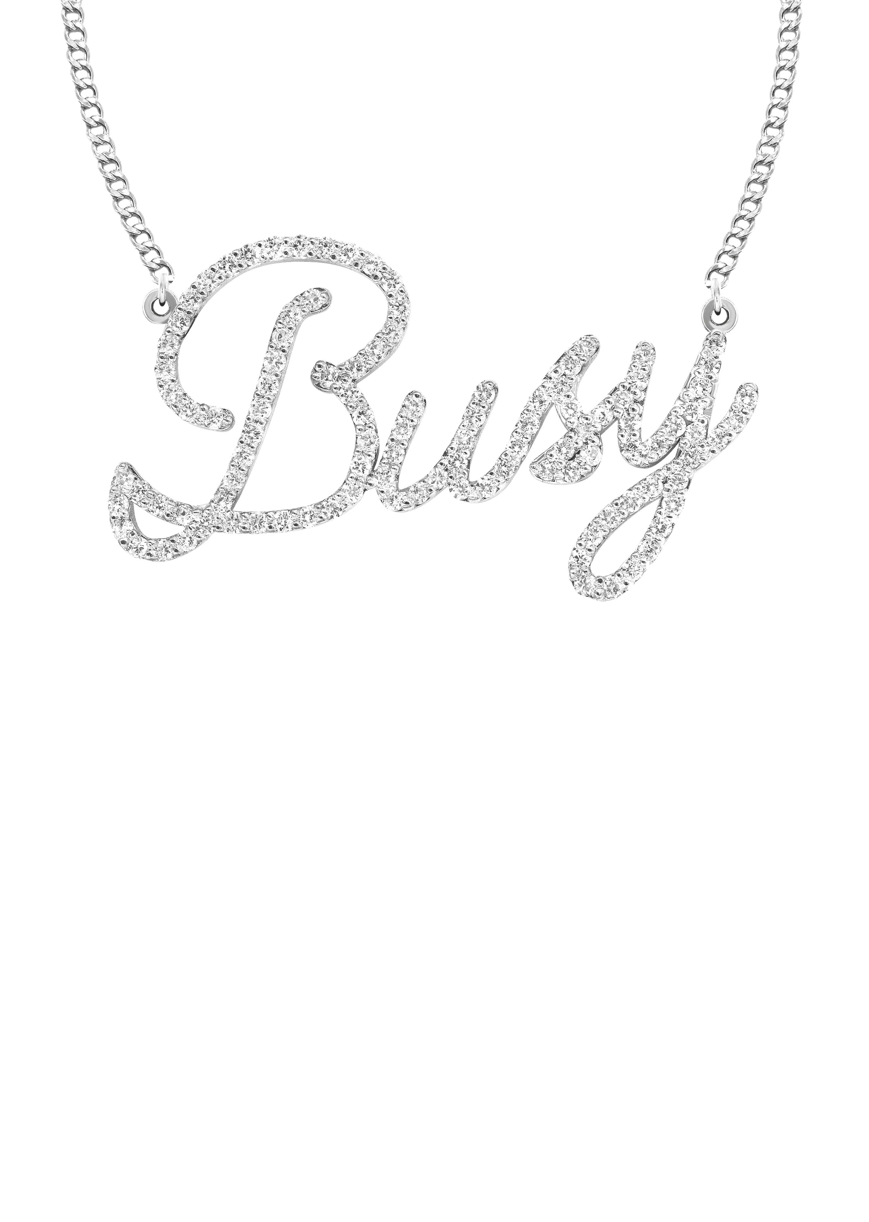 14K White Gold Diamond Name Plate Necklace - Personalized Custom Script Pendant for Women | Perfect for Gifts, Anniversaries & Special Occasions