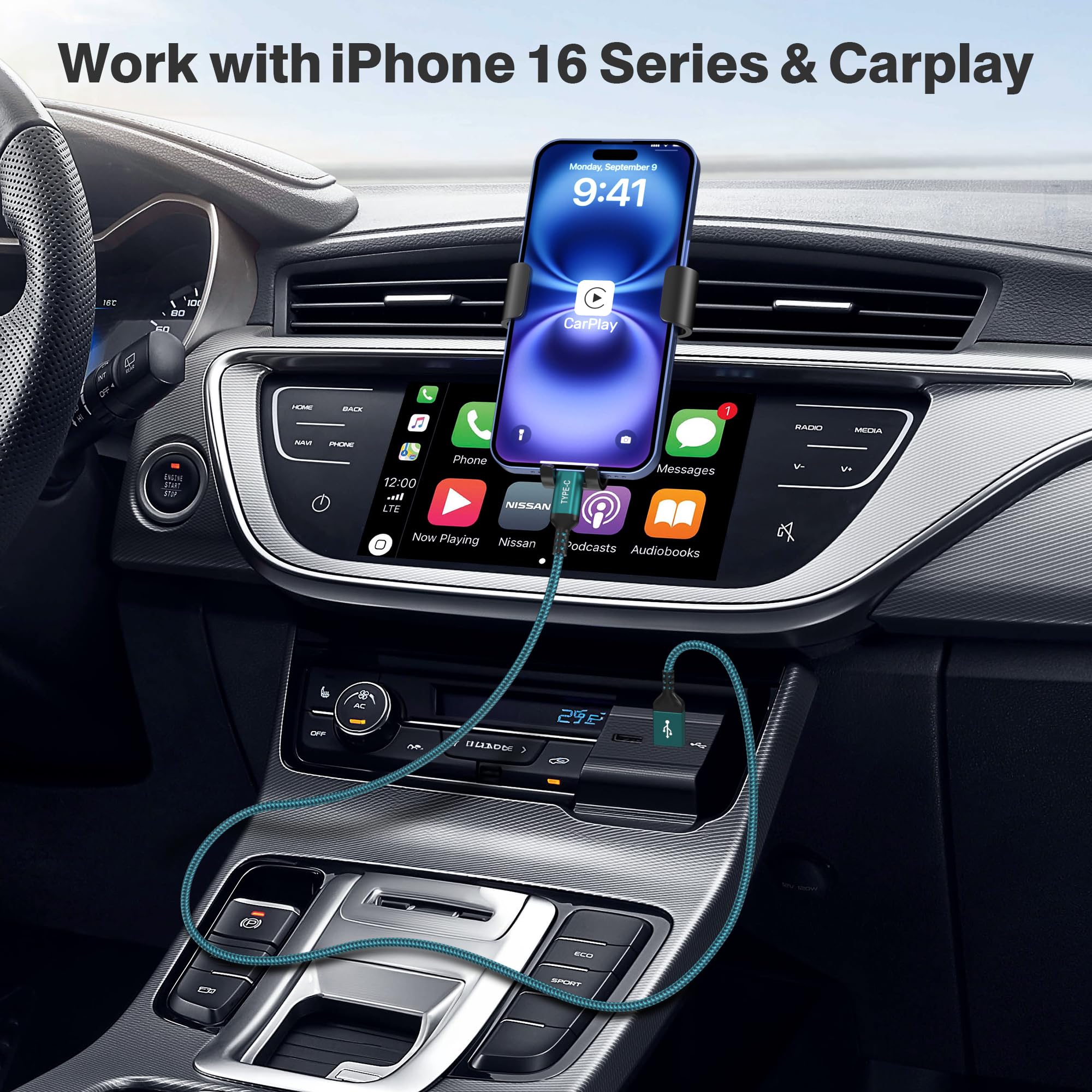 Elebase USB C Car Charger Cable 3 Pack (1.5/3.3/6.6FT) - Fast Charging USB-C Cord Compatible with iPhone 15/16 Pro Max, Samsung Galaxy S8-S24, Note 10/20, Moto G Power/Play/Stylus, Motorola Edge/One 5G - Perfect for Road Trips & Daily Commuting