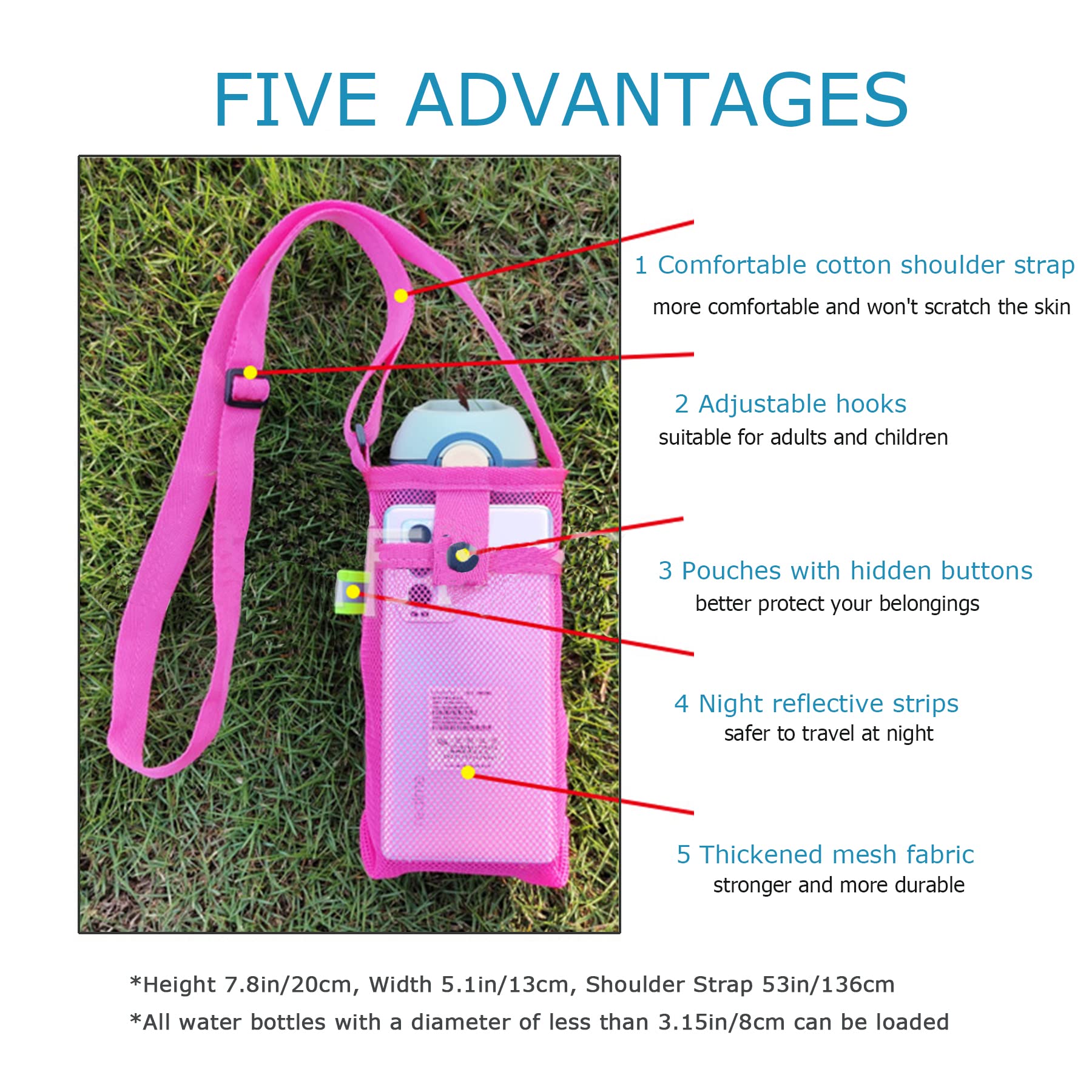Cross Body Water Bottle Sling with Strap - Foldable Lightweight Mesh Water Bottle Carrier for Hiking, Cycling, Fitness & Outdoor Activities | Portable Hydration Solution for Sports & Travel | White