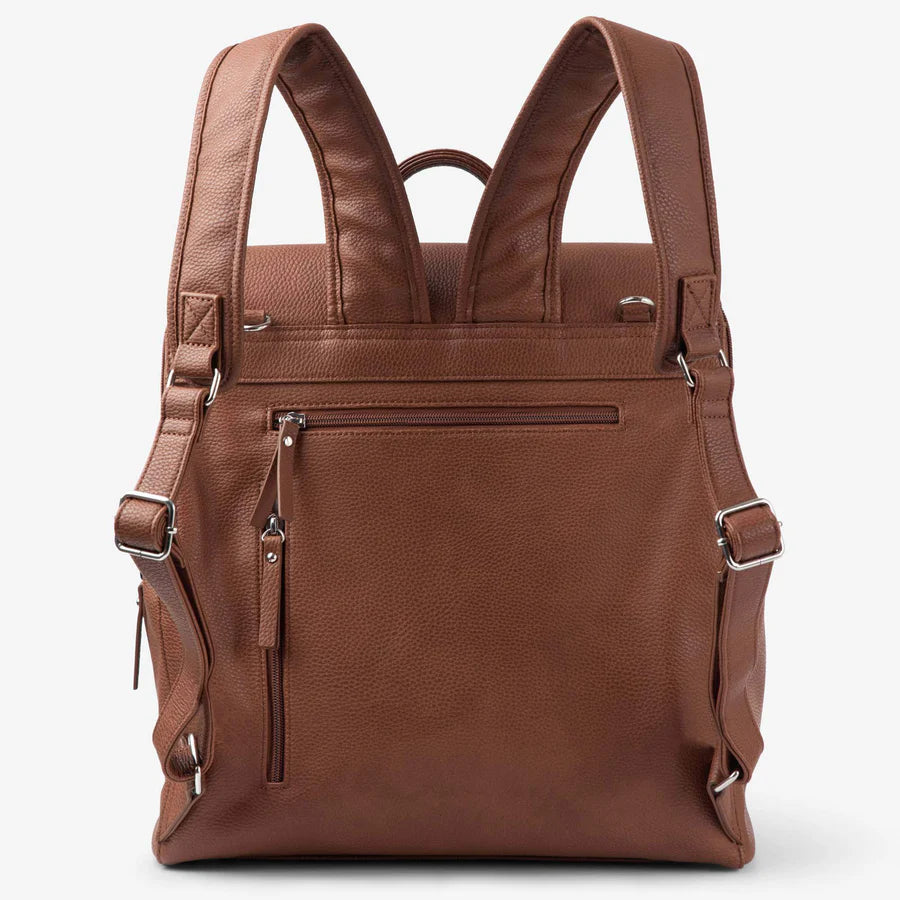 Vanchi Vegan Leather Emmy Backpack Diaper Bag in Pebbled Tan - Stylish & Spacious Baby Bag for Moms, Perfect for Travel, Shopping & Daily Use