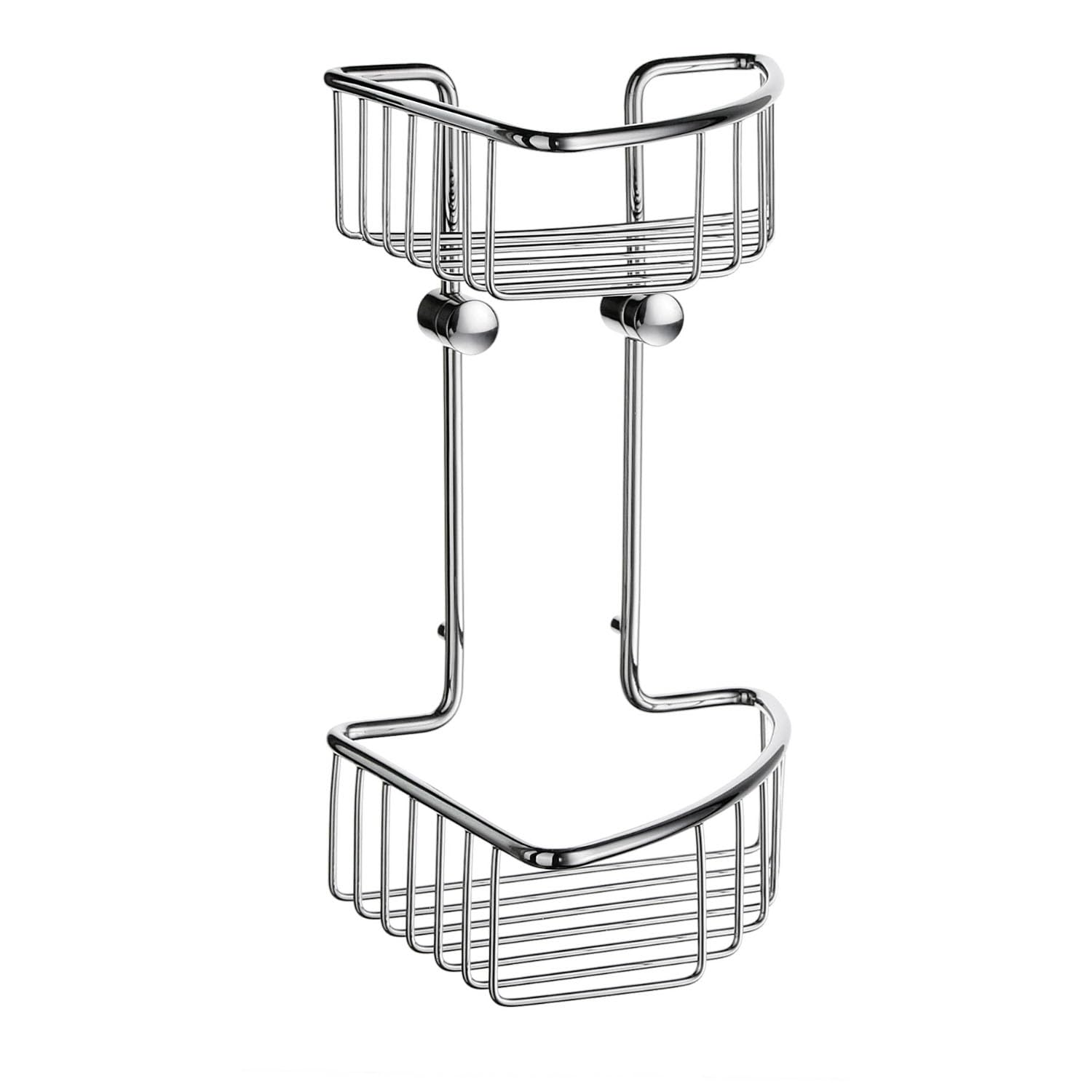 Polished Chrome 2-Tier Soap Basket Corner Shelf - 16.5 x 16.5 x 29.5 cm - Bathroom Storage Organizer for Shower, Kitchen, or Laundry Room