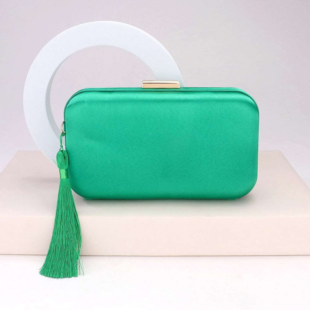 Elegant Green Tassel Pointed Solid Clutch Crossbody Bag for Women | Fashion Evening Party Handbag | Perfect for Weddings, Date Nights & Special Occasions