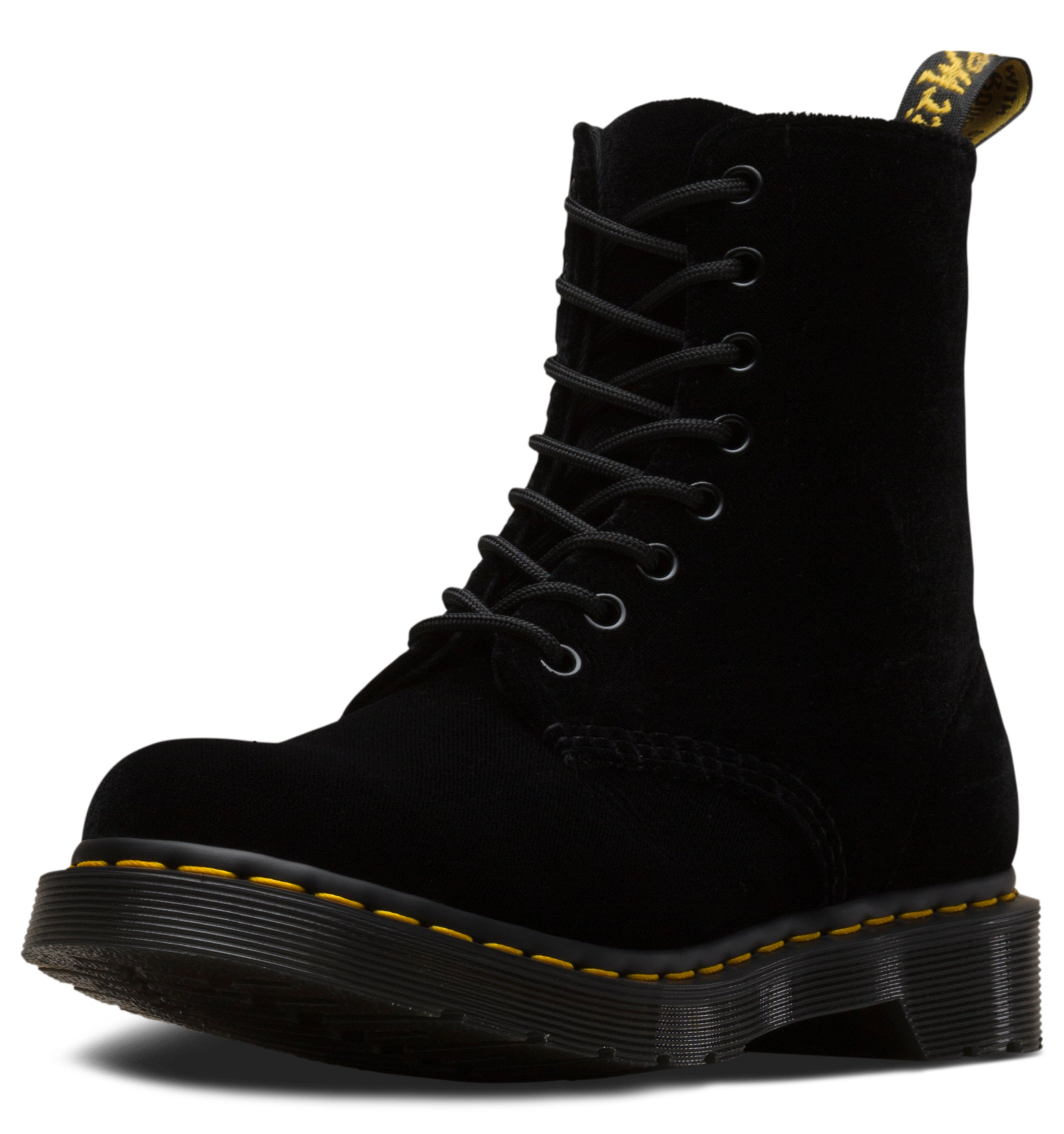 Dr. Martens 1460 Pascal Velvet Black Boots - Women's Vegan Leather Ankle Boots for Casual Wear, Street Style & Winter Fashion