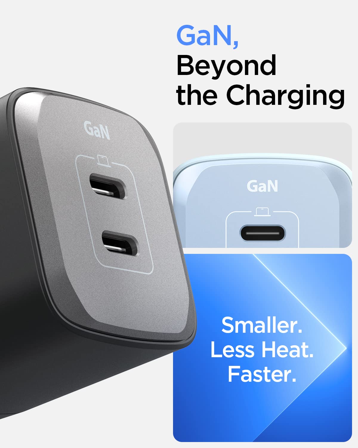 Spigen GaN III 652 65W 2-Port USB C Wall Charger | PD PPS Fast Charging Adapter | Compatible with iPhone 16 Pro Max, 15, 14, 13, iPad, MacBook Air, Samsung Galaxy S25 Ultra, Flip Fold 6 | Compact Foldable Design for Travel & Home Use