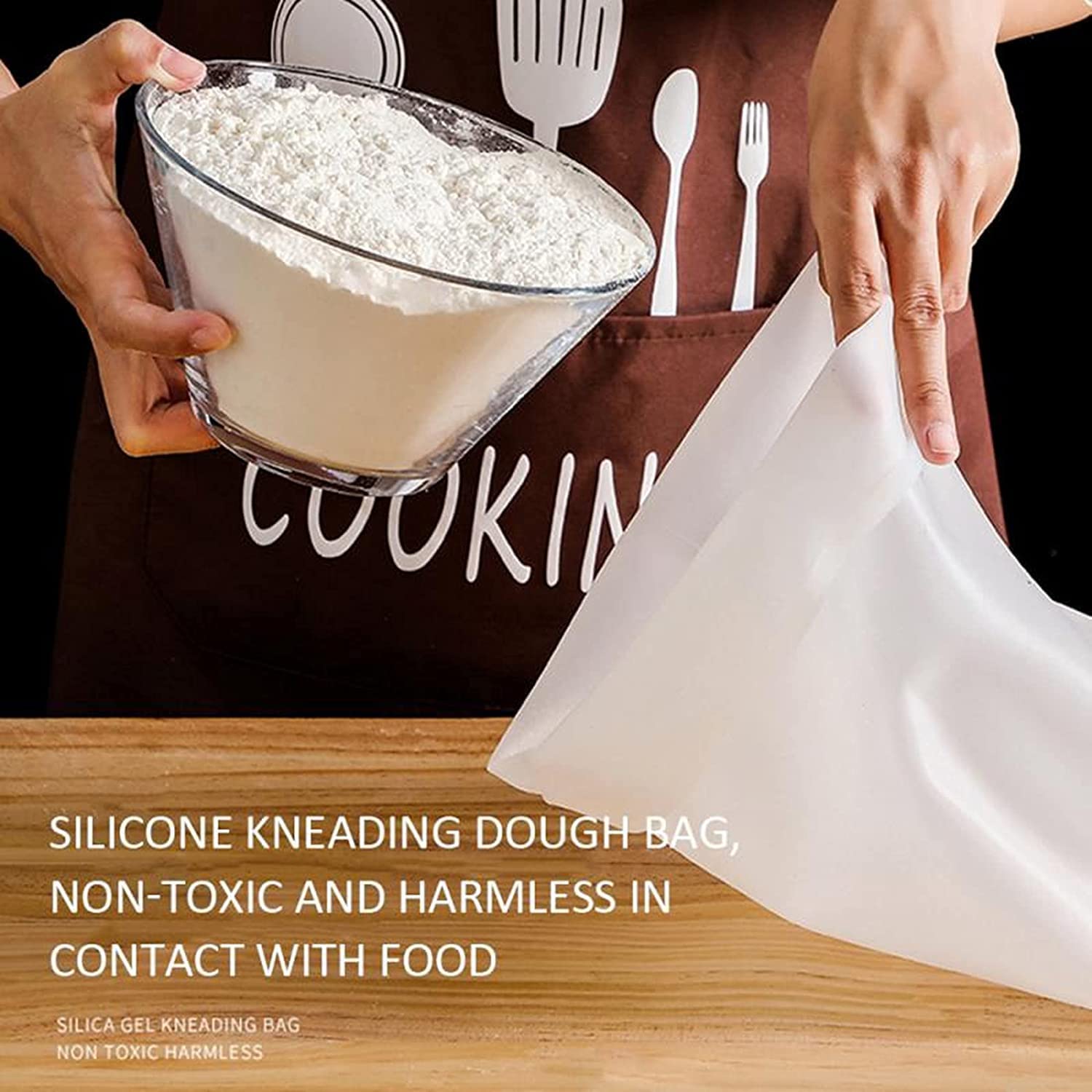 Premium Silicone Dough Mixing Bag - Magic Kneading & Preservation Tool for Chapati, Bread, Pastry, Pizza & Tortilla - Non-Stick Cooking Accessory (White) - Perfect for Home Baking, Meal Prep & Restaurant Use