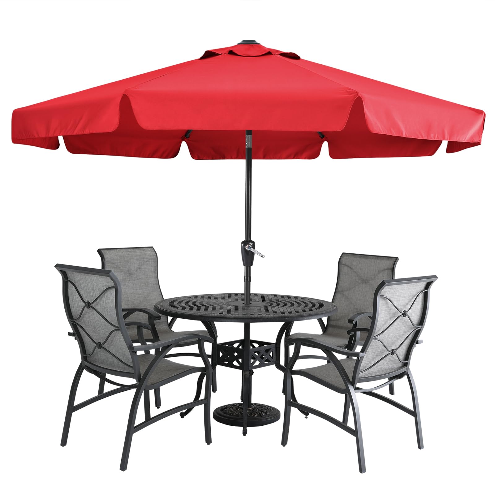 MASTERCANOPY 10ft Red Patio Umbrella with 8 Ribs - Outdoor Table Market Umbrella for Restaurants, Cafes, Poolside & Backyard Dining