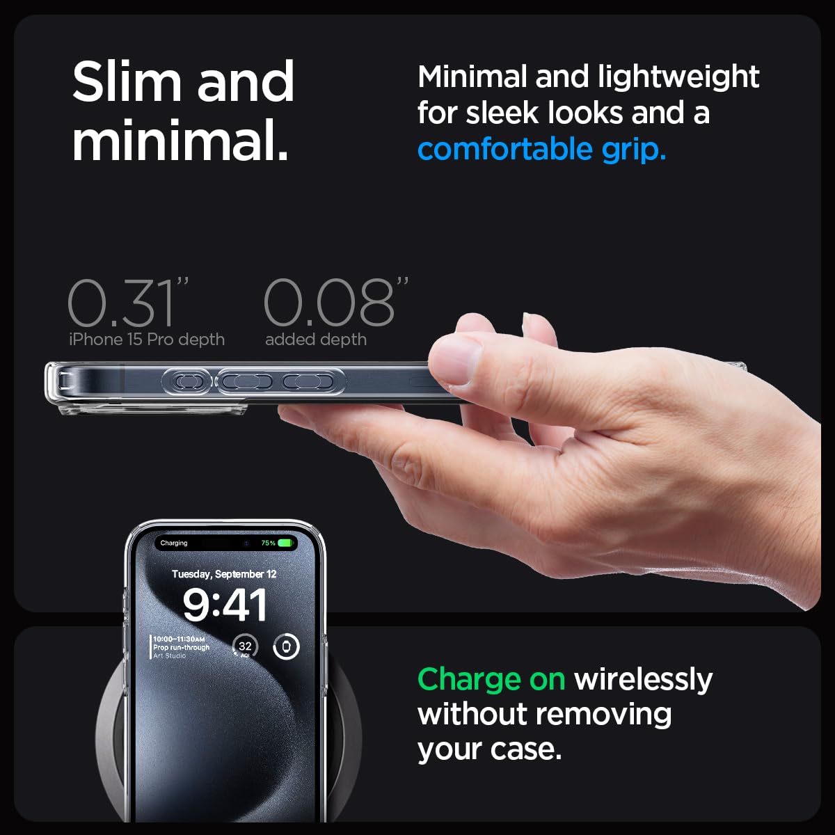 Spigen Ultra Hybrid Crystal Clear Case for iPhone 15 Pro - Anti-Yellowing Technology | Slim Protective Cover for Apple iPhone 15 Pro | Perfect for Everyday Use, Work & Travel