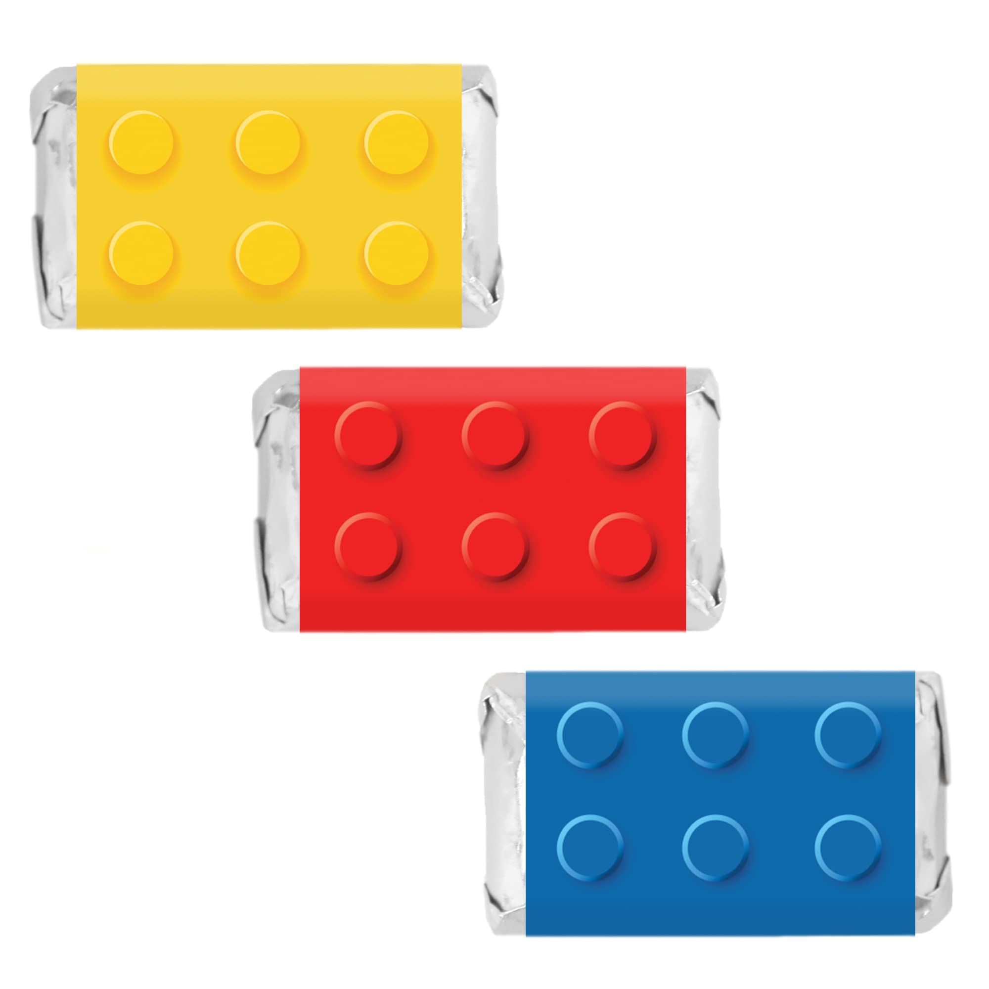DIY Building Blocks Birthday Party Mini Candy Bar Wrappers - 45pcs Fun Lego-Style Stickers for Kids Party Favors, Classroom Rewards & Candy Packaging