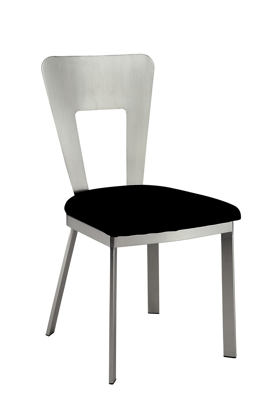 Modern Silver Metal 2-Piece Dining Chair Set with Black Microfiber Upholstery - Keyhole Back Design & Satin Powder Coating - Perfect for Kitchen, Dining Room, or Breakfast Nook Seating
