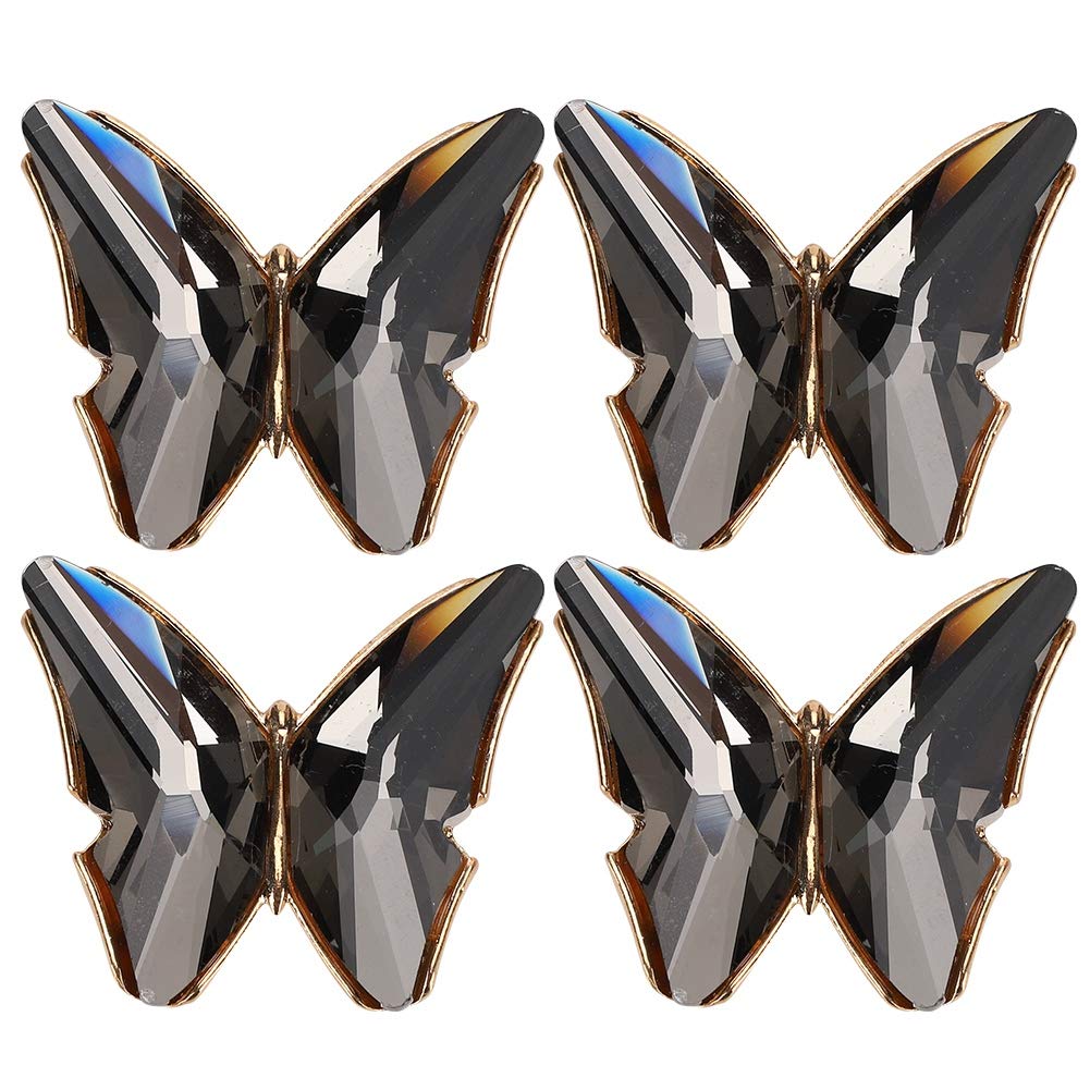 4pcs Elegant Crystal Shoe Clips with Rhinestone Butterflies - DIY Wedding Shoe Decor for Heels, Bags & Clothing Accessories | Perfect for Bridal Shoes, Evening Wear and Special Occasions