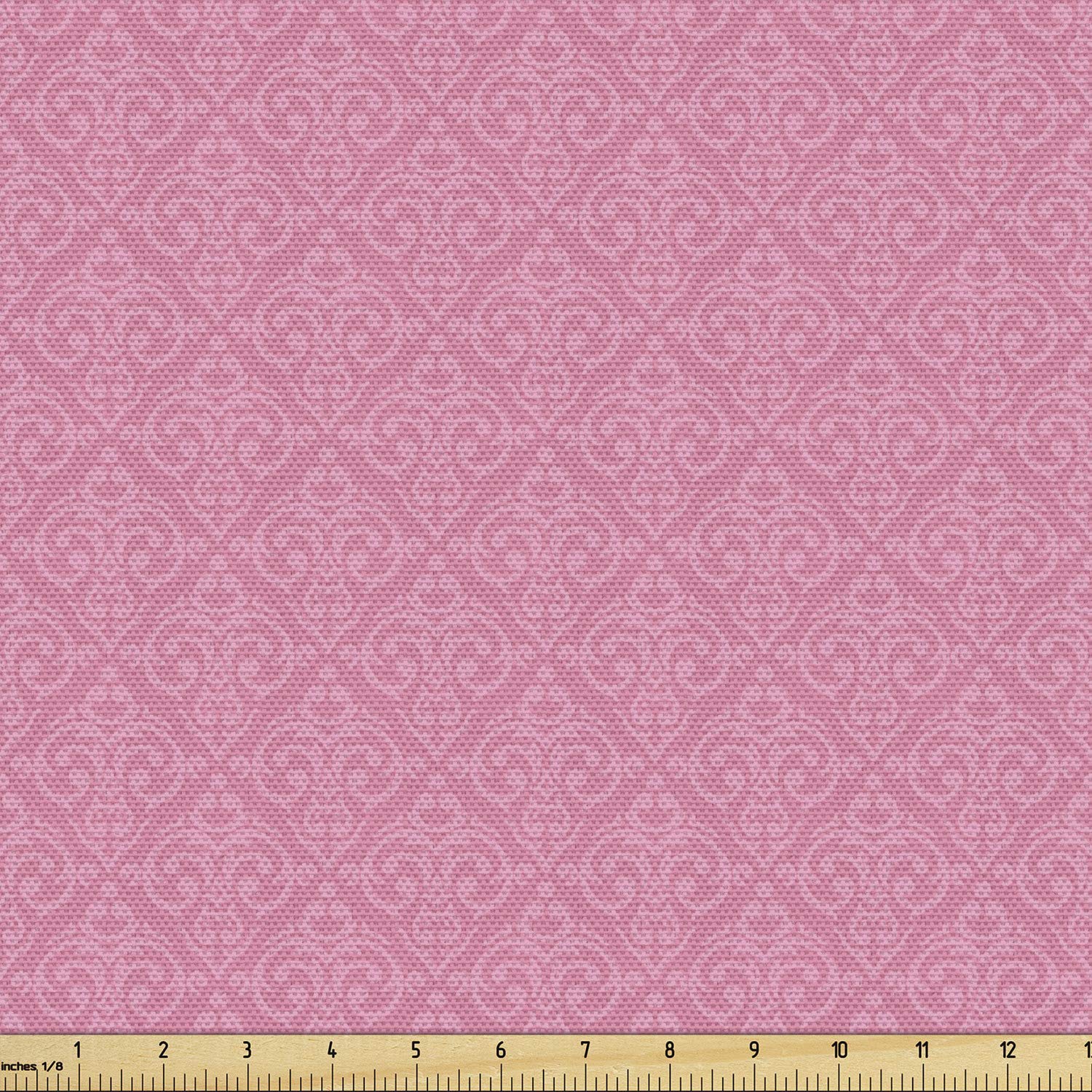 Ambesonne Pale Pink Baroque Damask Fabric by The Yard - Rococo Inspired Upholstery & Home Decor Fabric - 10 Yards for Curtains, Pillows, Tablecloths & DIY Projects
