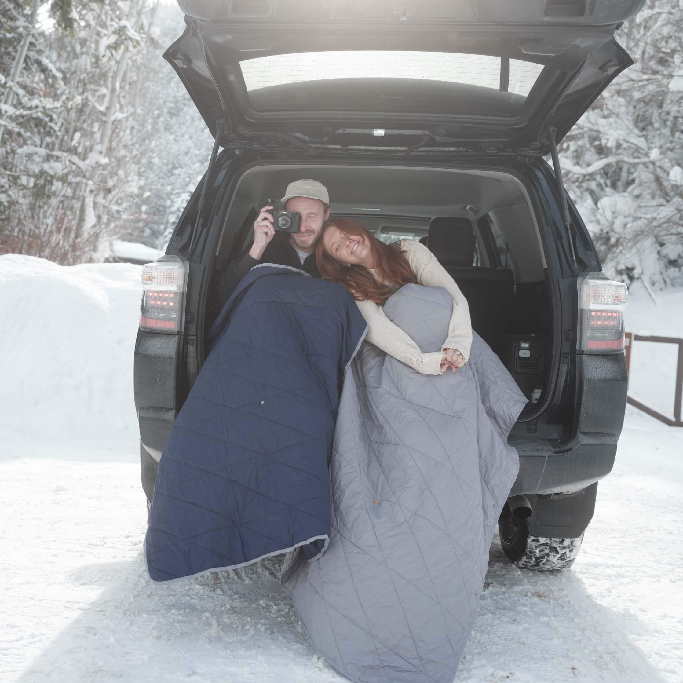 Layover™ Travel Blanket - Packable & Puffy Blue Blanket for Airplane, Camping & Home Use | Lightweight & Compact