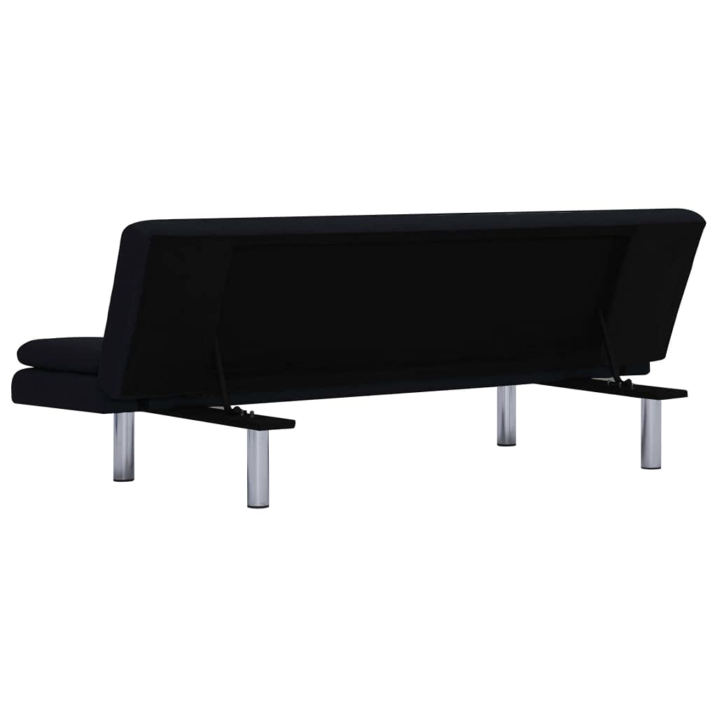 CHARMMA Convertible Sofa Bed with 2 Pillows - Black Fabric Upholstery, 19.5KG Weight - Perfect for Small Apartments, Guest Rooms & Home Offices