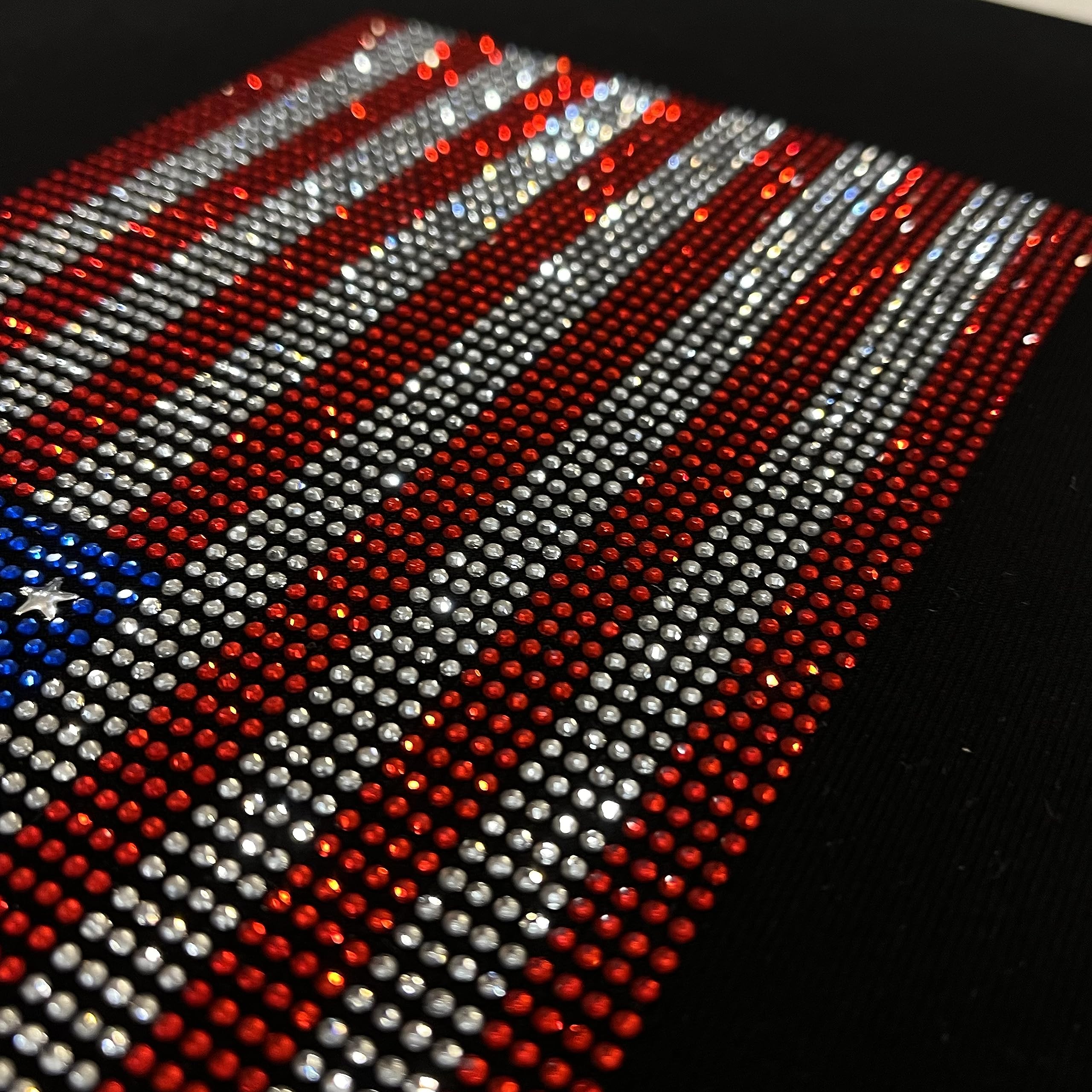 USA Rhinestone Heat Transfer Flag Design - Custom Hot Fix Patriotic Flag for DIY Crafts, T-Shirts & Apparel Decoration