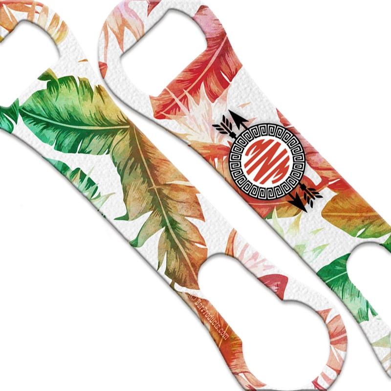 Colorful Palms Monogram V Rod® Bottle Opener - Premium Metal Bottle Opener for Beer, Soda & Home Bar Accessories - Perfect for Parties, BBQs & Beach Outings