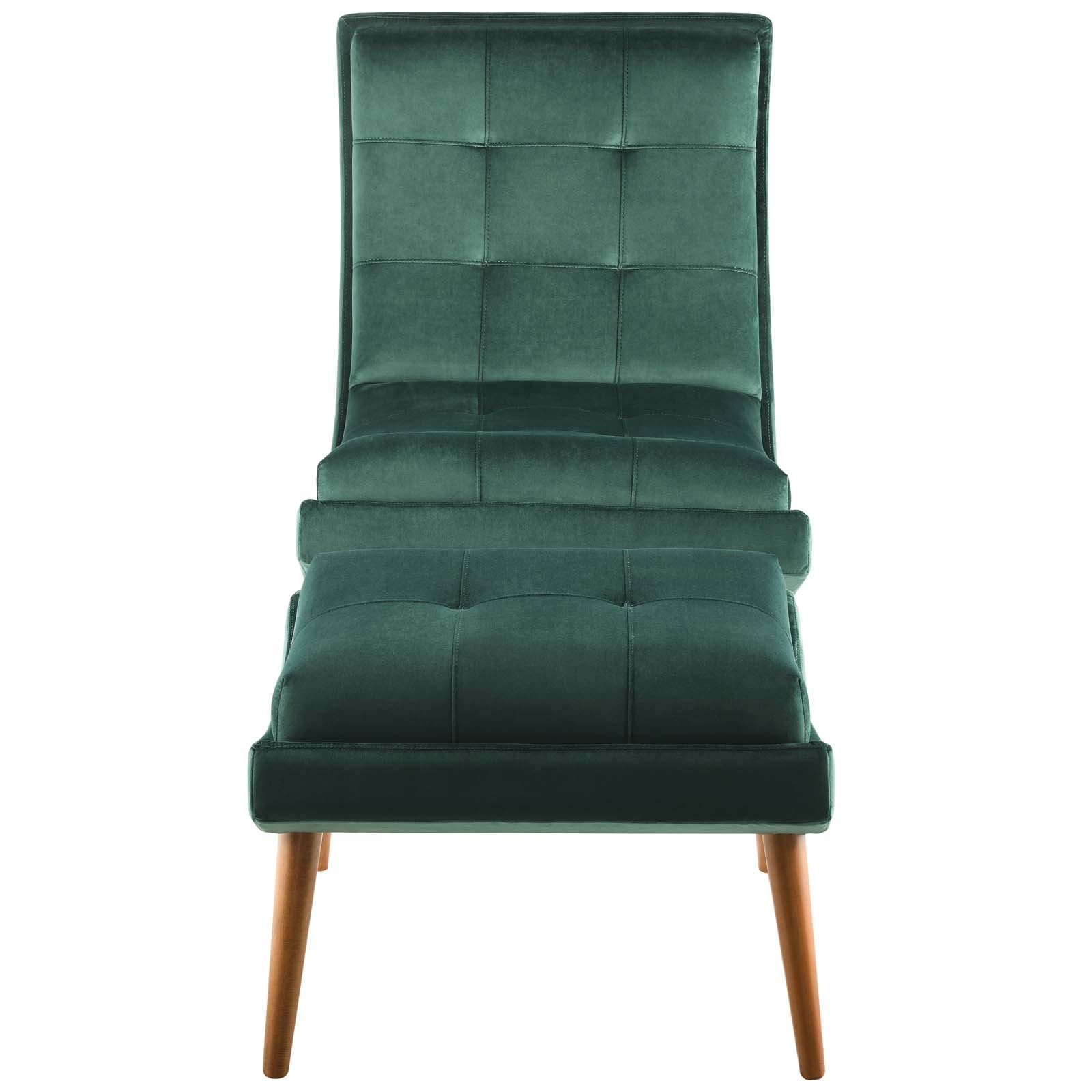 Luxury Velvet Lounge Chair and Ottoman Set - Upholstered Performance Fabric for Living Room, Bedroom & Office - Comfortable Modern Accent Seating for Relaxation & Style