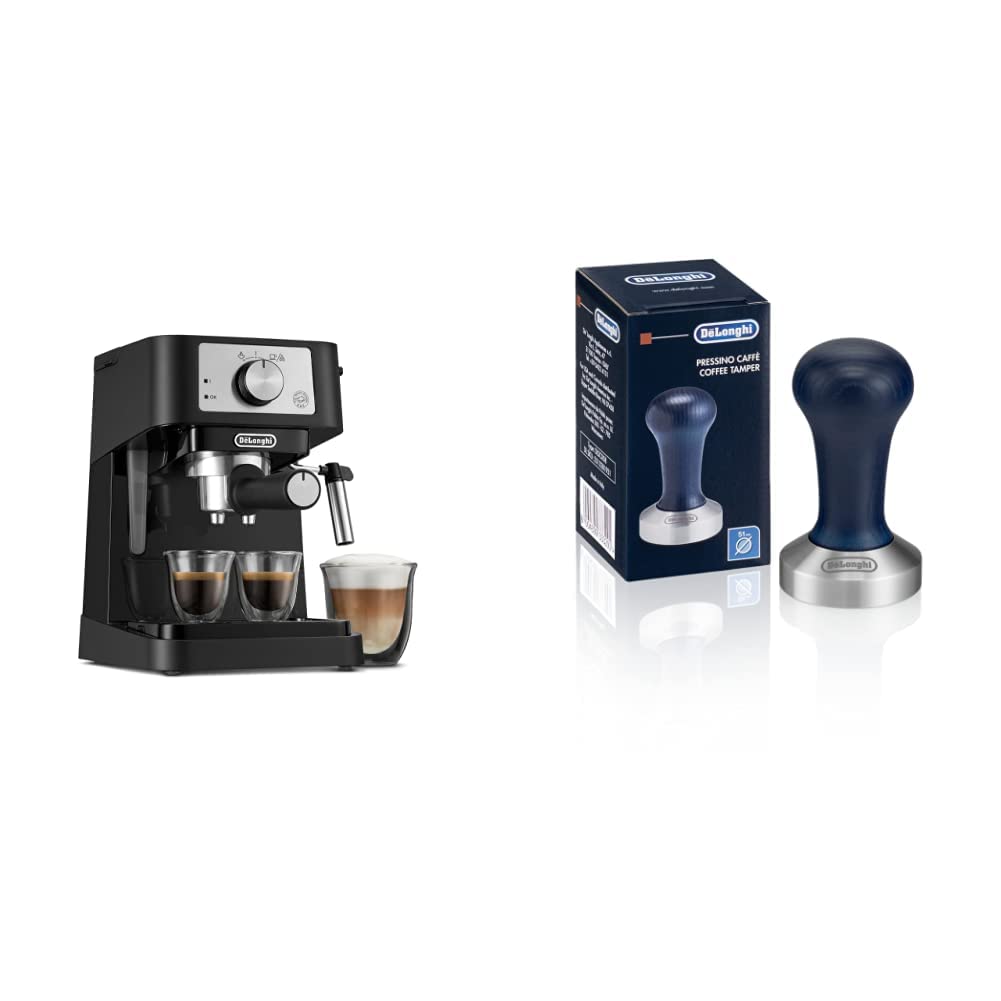 De'Longhi Stilosa Manual Espresso Machine - 15 Bar Pump Pressure with Steam Wand for Latte & Cappuccino, Black/Stainless (EC260BK) | Perfect for Home Baristas & Coffee Enthusiasts | Includes DLSC058 Coffee Tamper