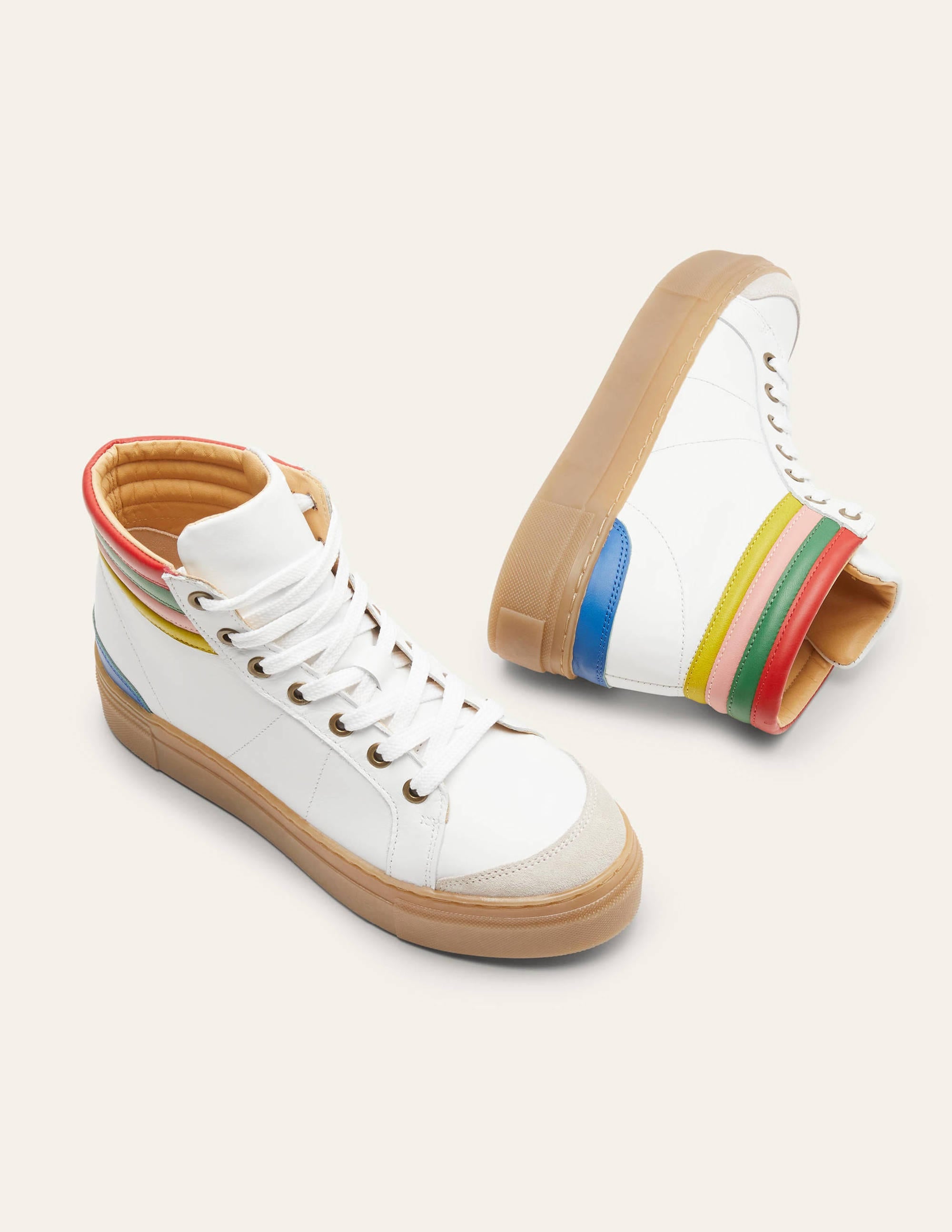 Amber High Top Sneakers for Women - White & Multi-Color Fashion Sneakers - Perfect for Casual Wear, Street Style & Everyday Comfort