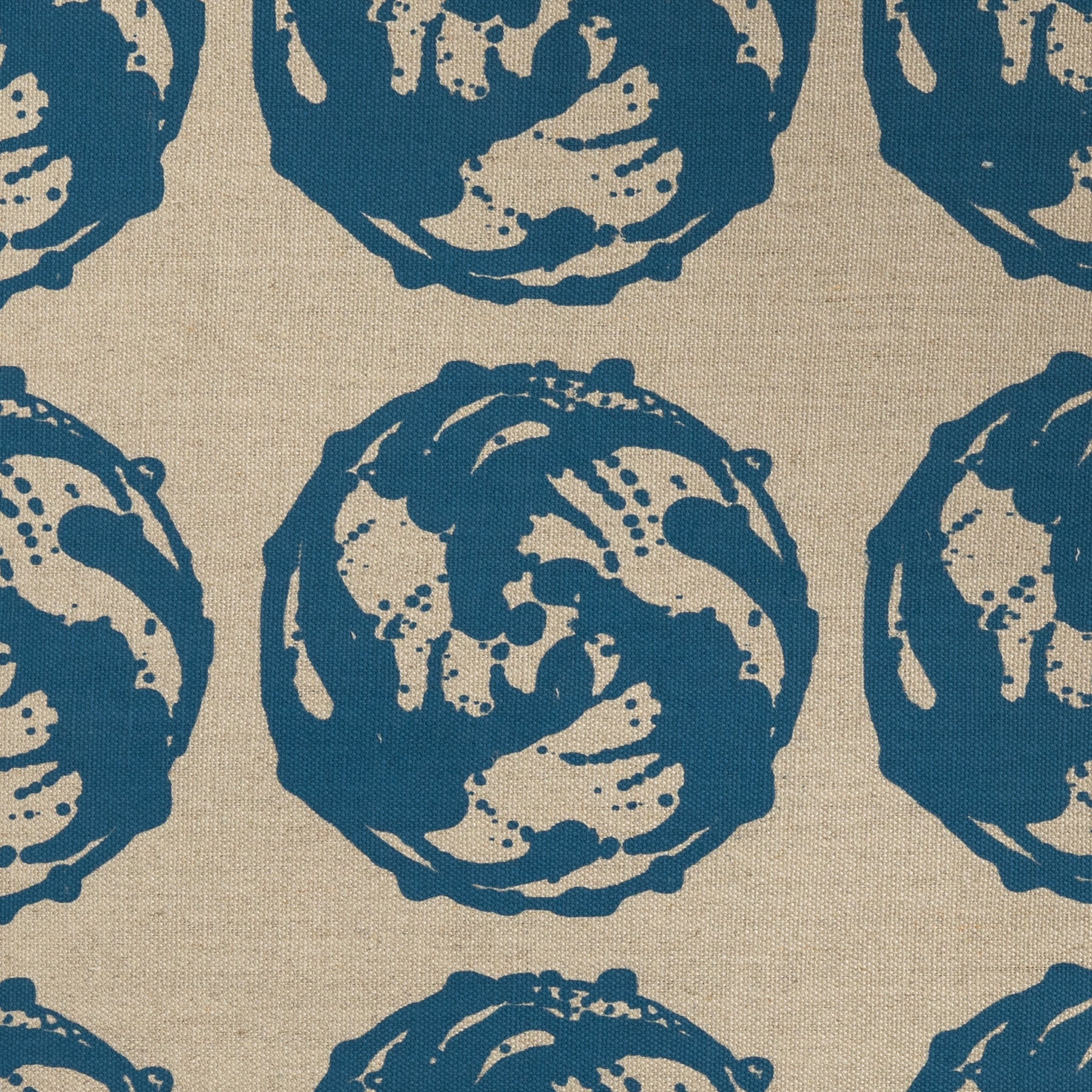 Blue Linen Screen Print - Handmade Home Decor for Living Room & Bedroom Wall Art