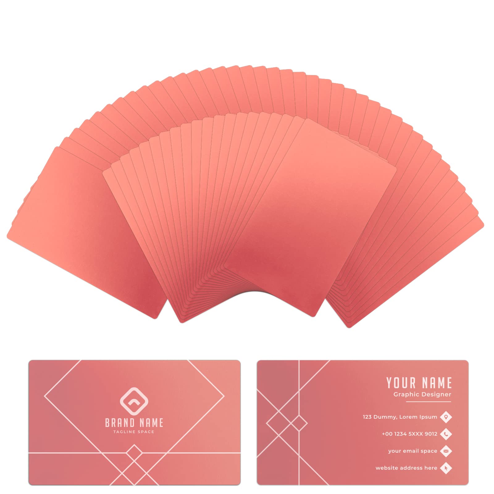 Premium Rose Gold Metal Business Cards - 60 PCS Laser Engraving Blanks for Sublimation, DIY Custom Cards (3.38