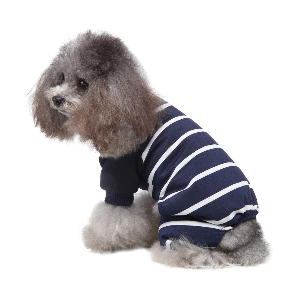 JKRED Pet Pajamas - Cotton Knit Dog Clothes for Home Comfort (Blue, L)