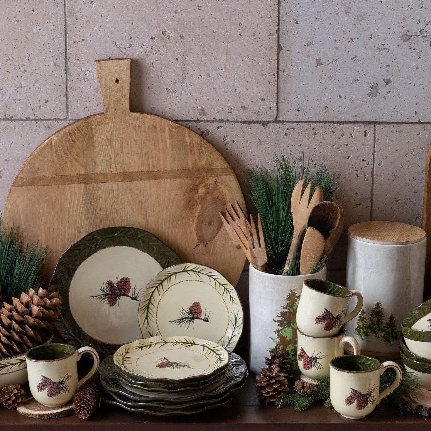 Handcrafted Pine Cone Serving Platter - Rustic Wooden Charcuterie Board for Cheese, Fruits & Appetizers - Perfect for Holiday Parties, Weddings & Farmhouse Dining Decor