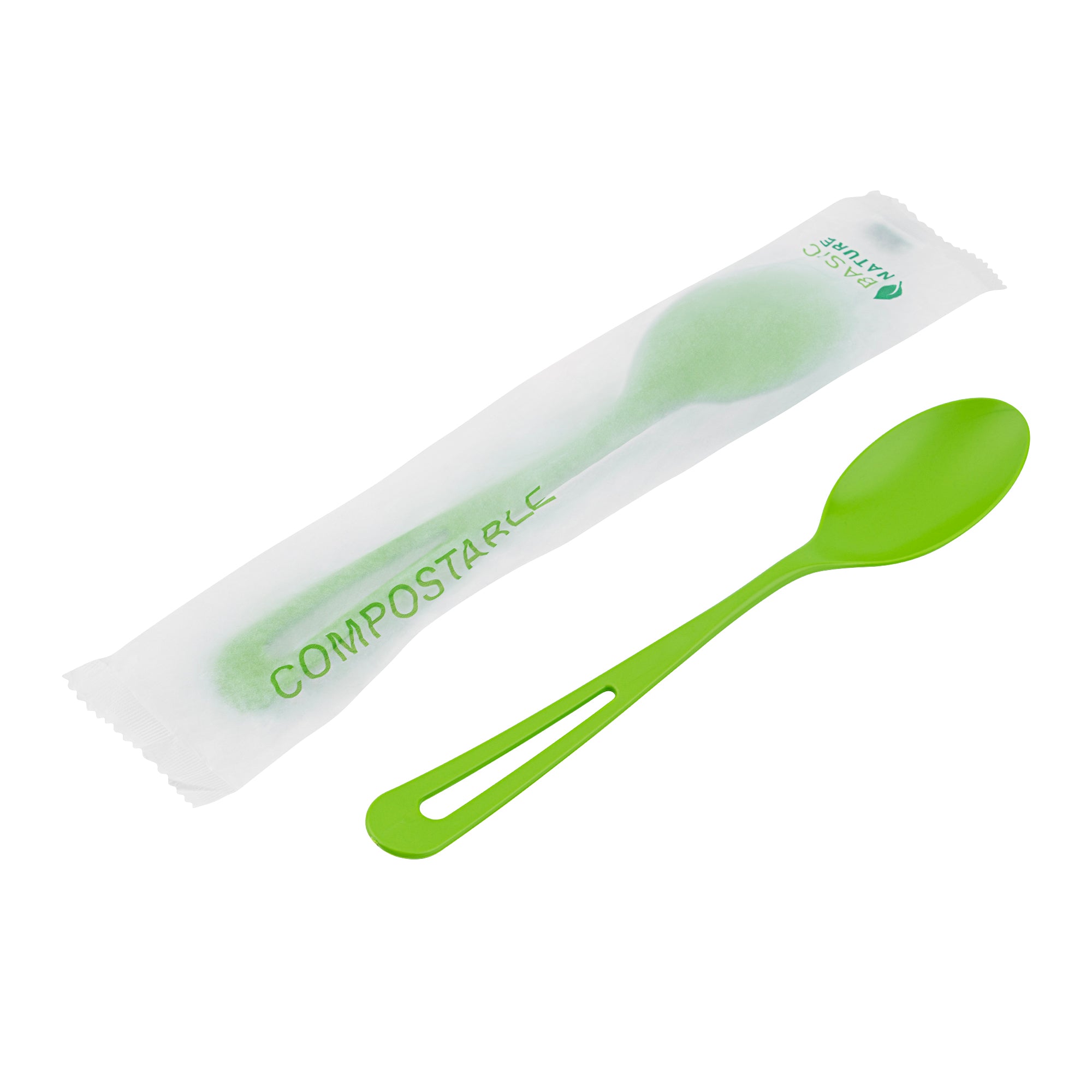 Eco-Friendly Green CPLA Plastic Spoons - Compostable, Heat Resistant, 7.5 Inch, 250 Count Bulk Pack - Perfect for Parties, Picnics & Sustainable Dining